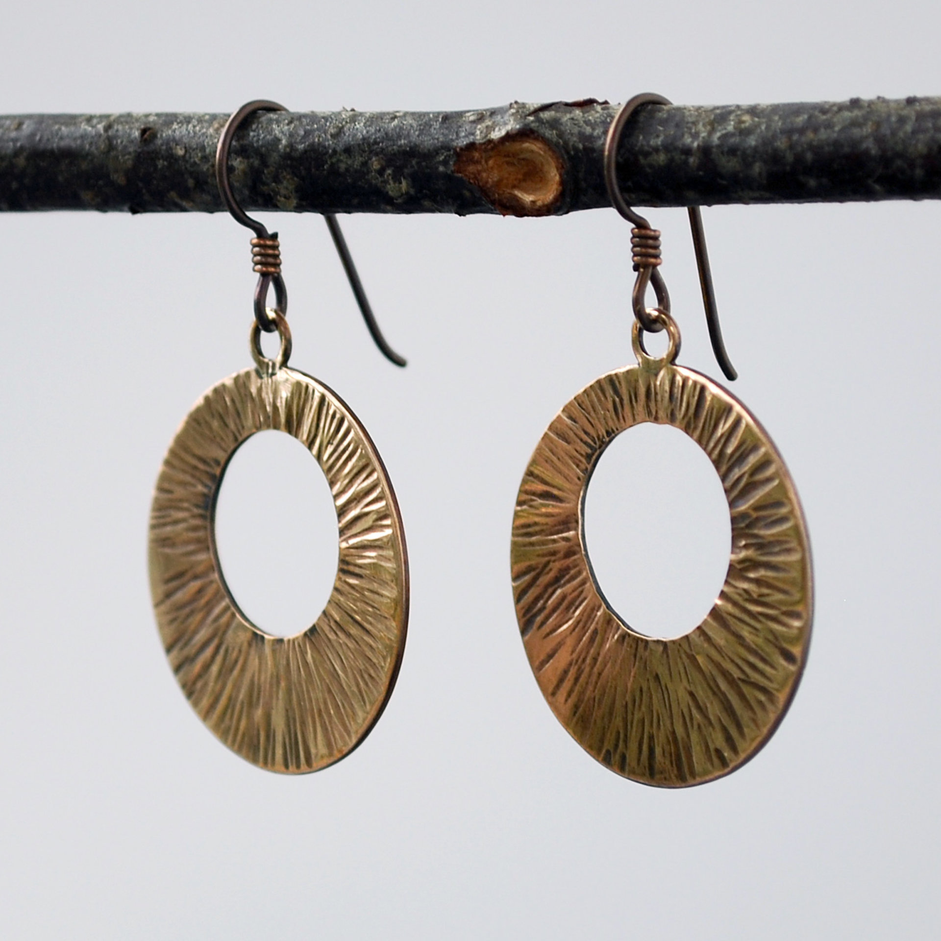 Hammered Bronze Wide Circle Earrings