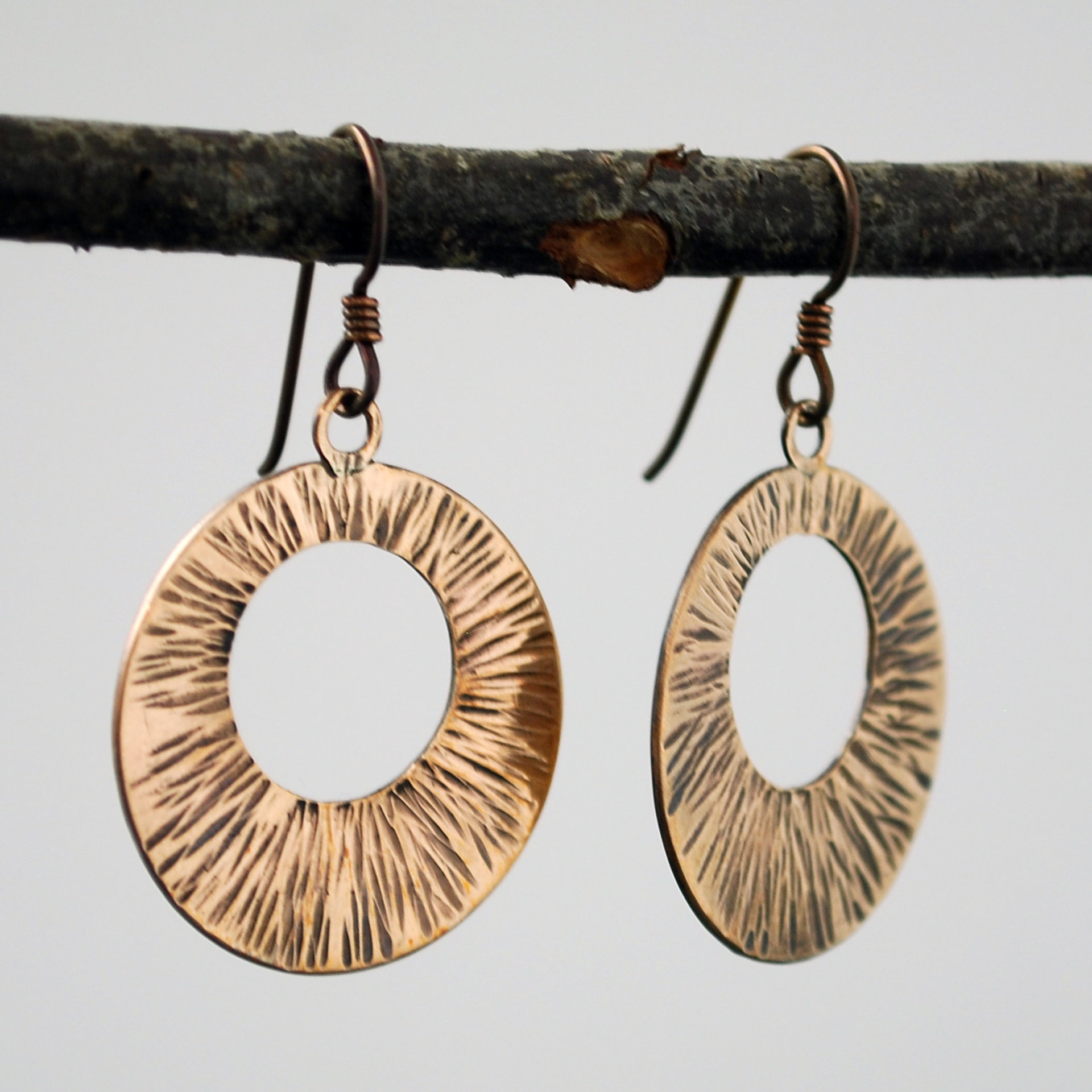 Hammered Bronze Wide Circle Earrings