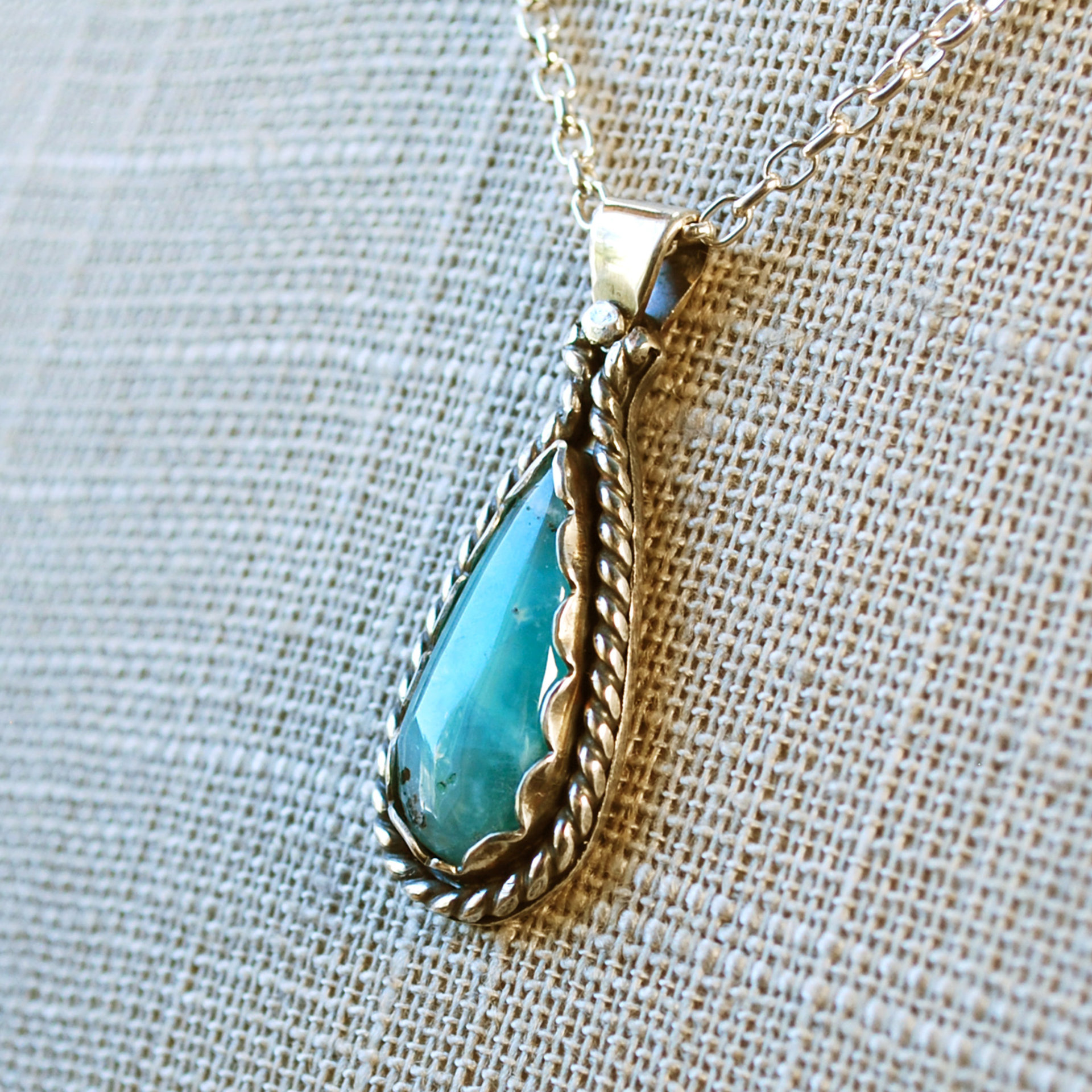 Gem Silica Sterling Silver Pendant closeup angle