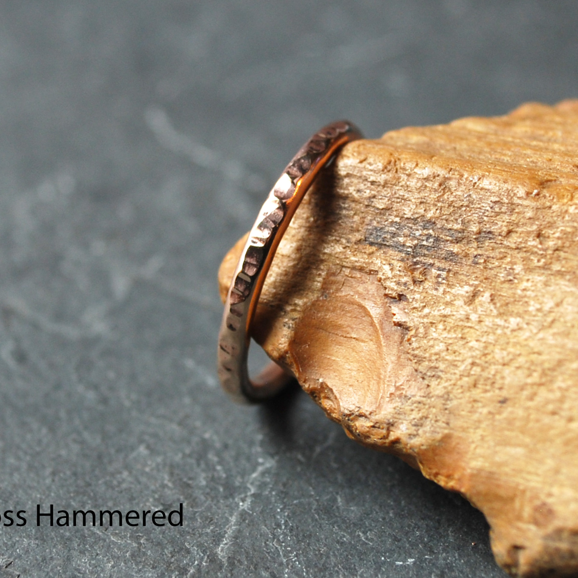 Hammered Bronze Stacking Ring, Traditional Hammer