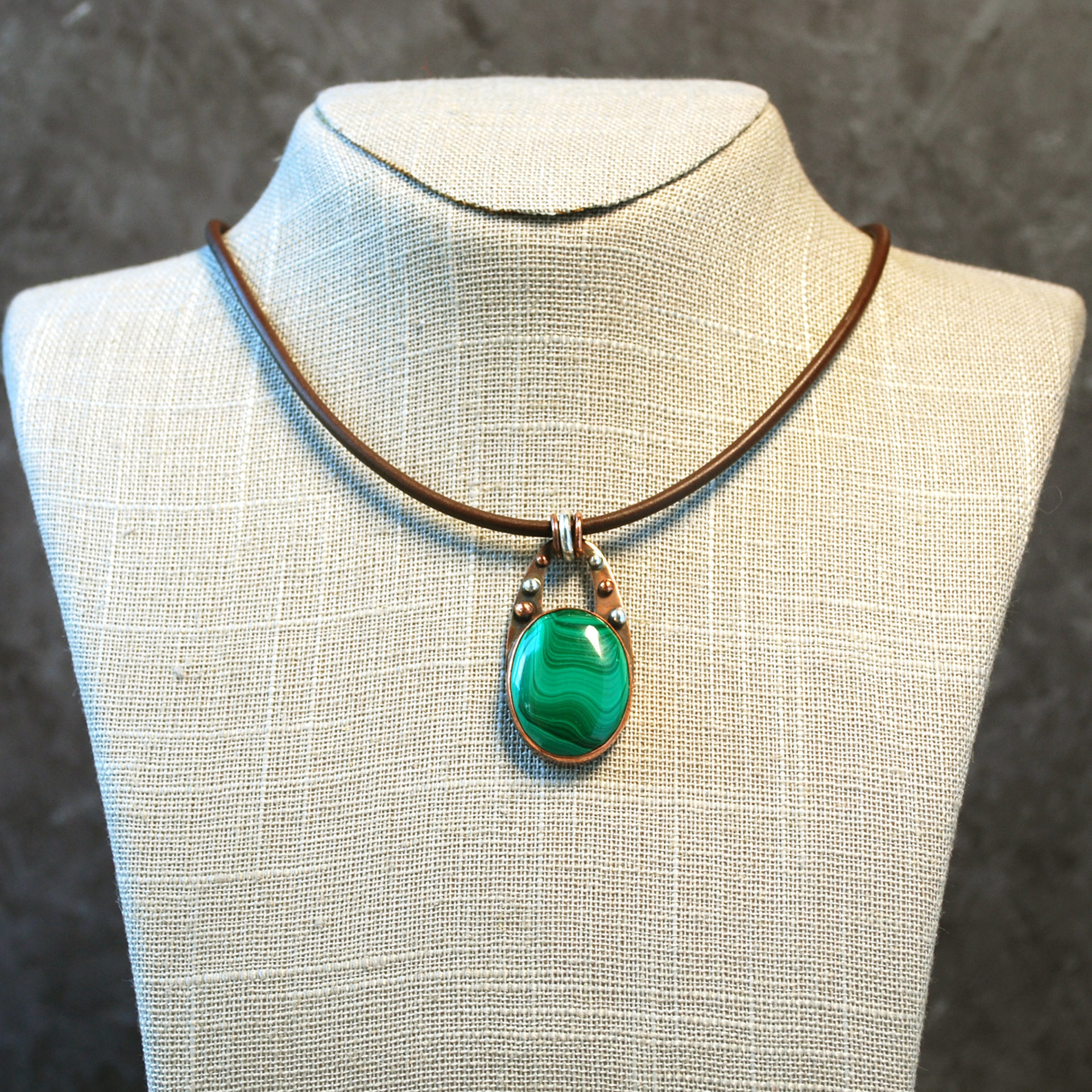Copper Malachite Pendant hanging