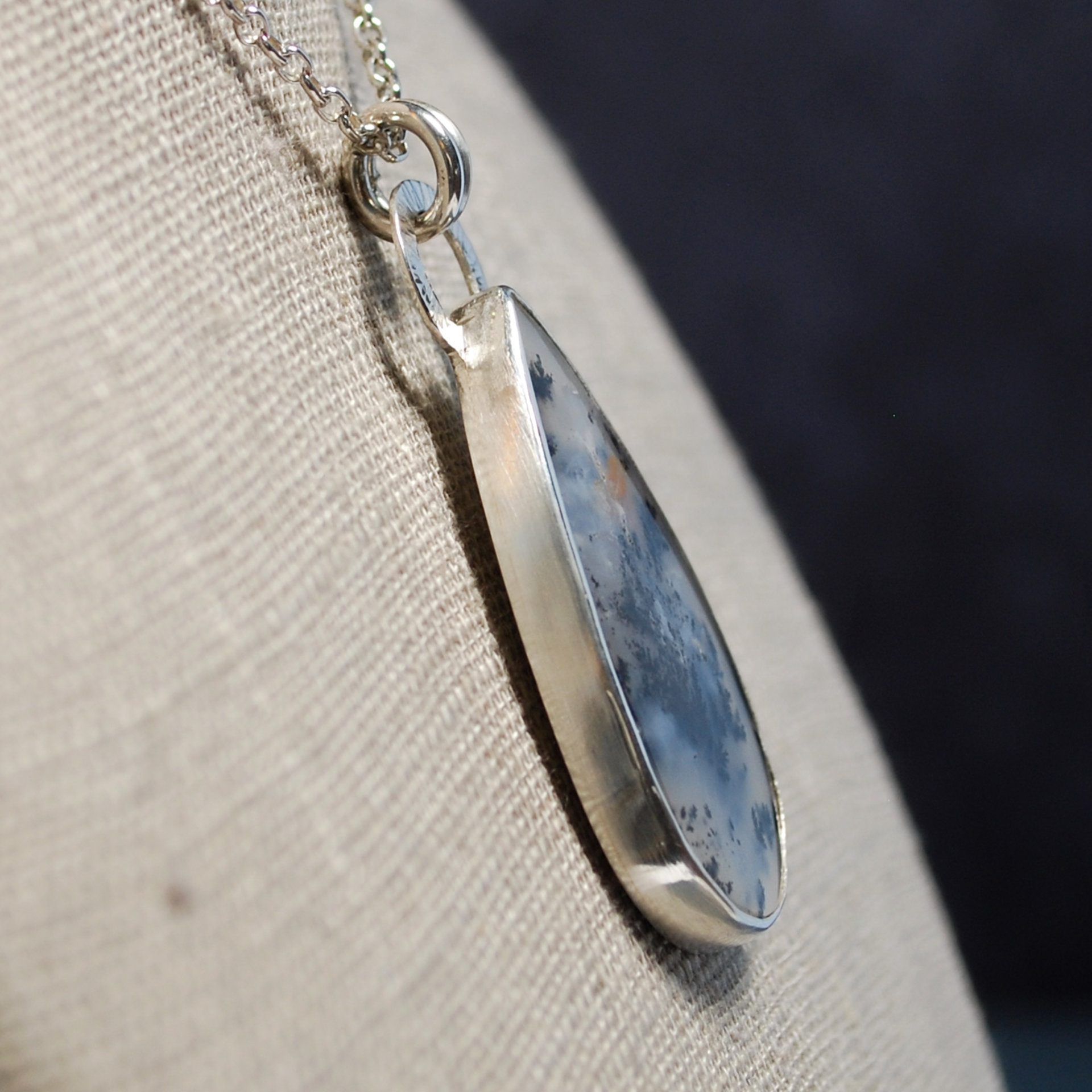 Marfa Plume Agate Pendant close up at angle