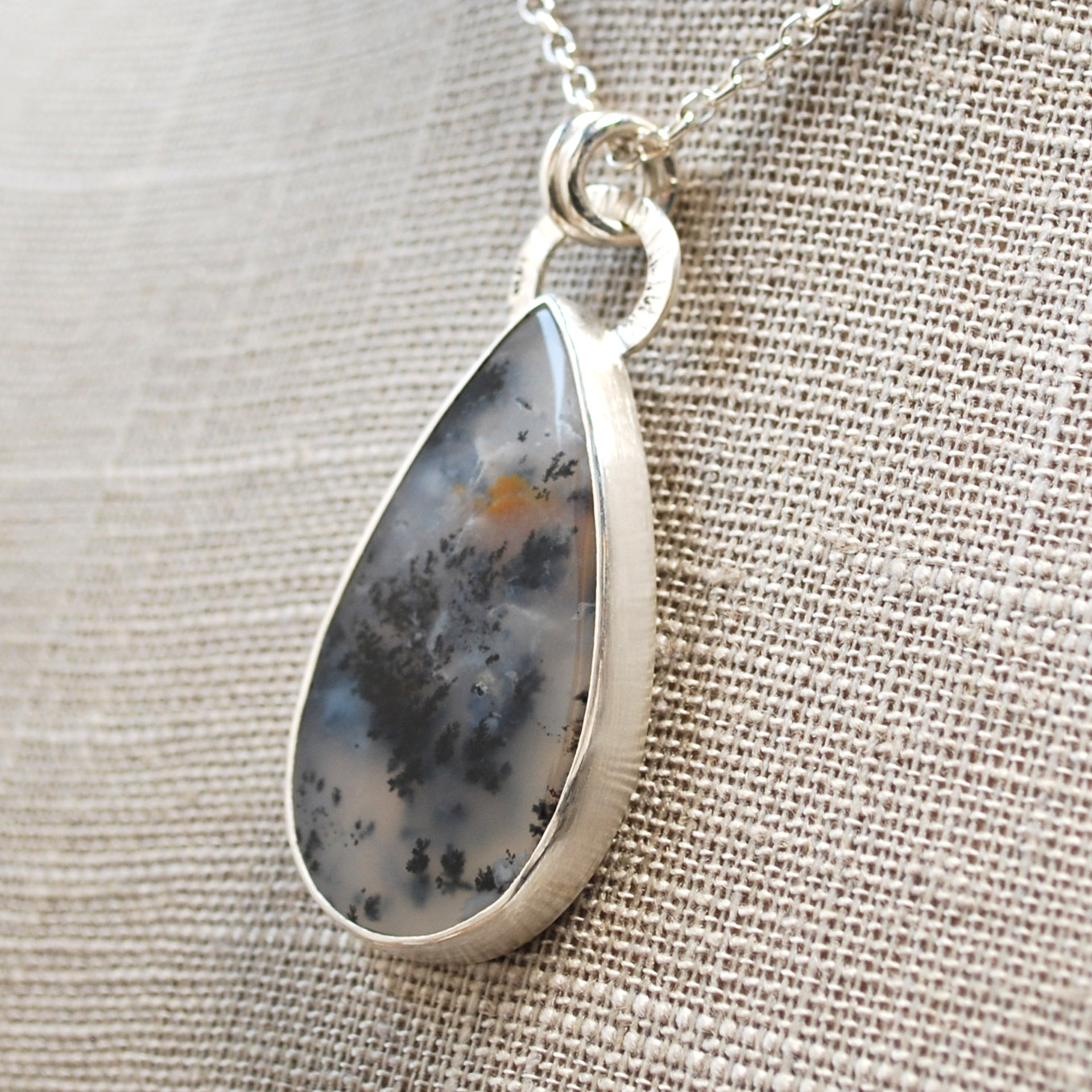 Marfa Plume Agate Pendant close up at angle