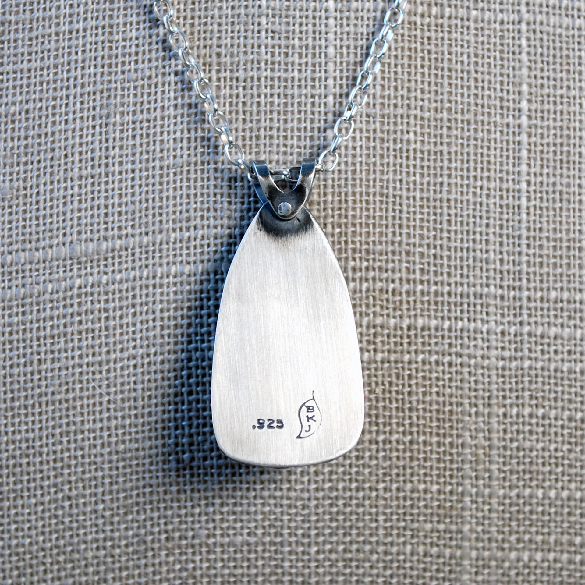 Blue Chalcedony and Silver Pendant back