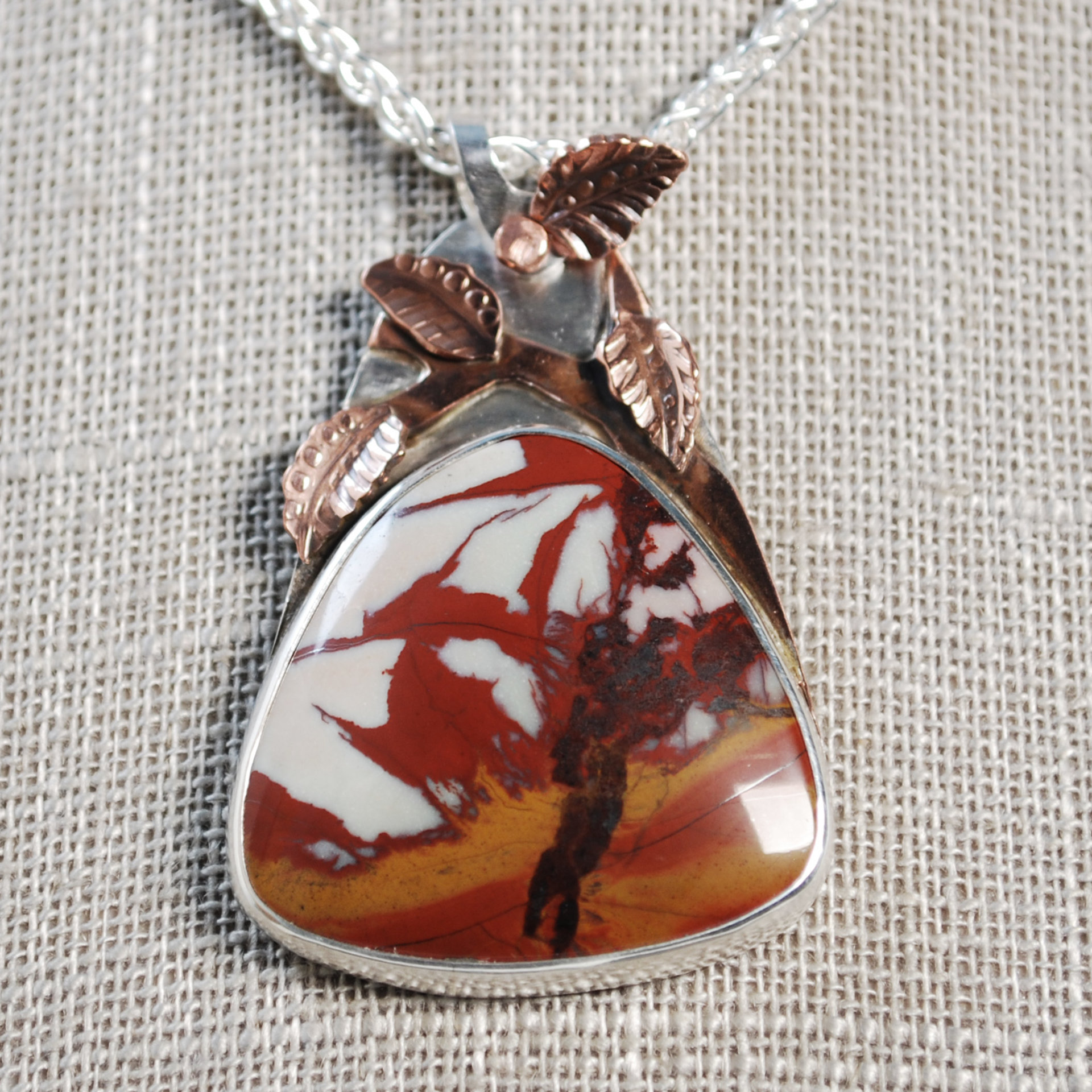 Desert Fire Jasper Pendant closeup