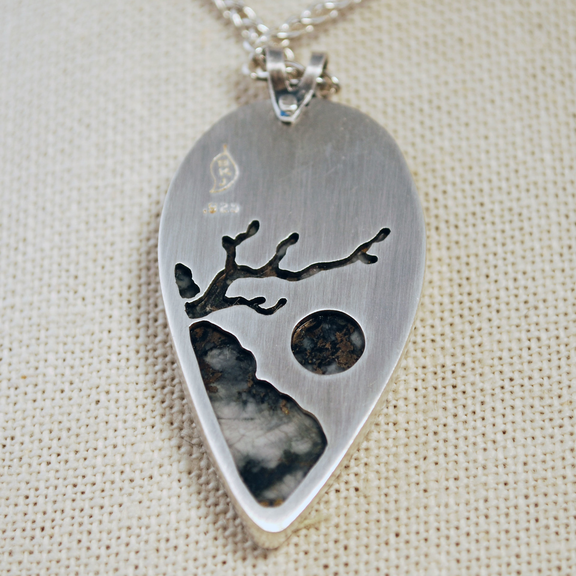 Josephine's Crown Quartz Pendant, Silver and Gold close up back