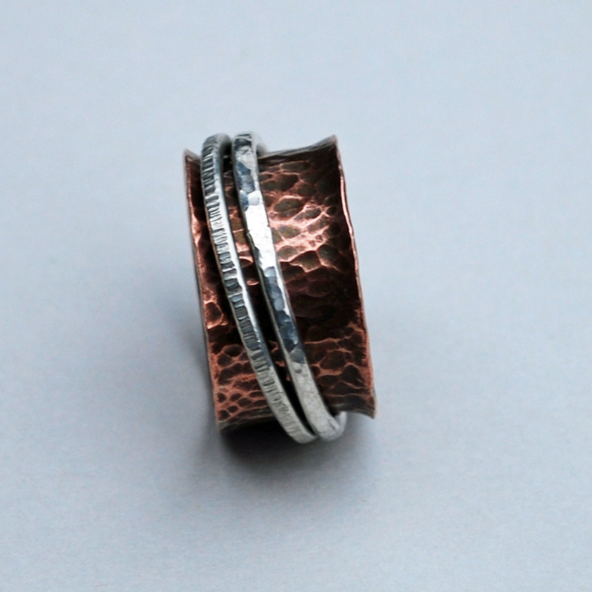 Copper Silver Spinner Ring, Mixed Metal Ring, Kinetic Ring