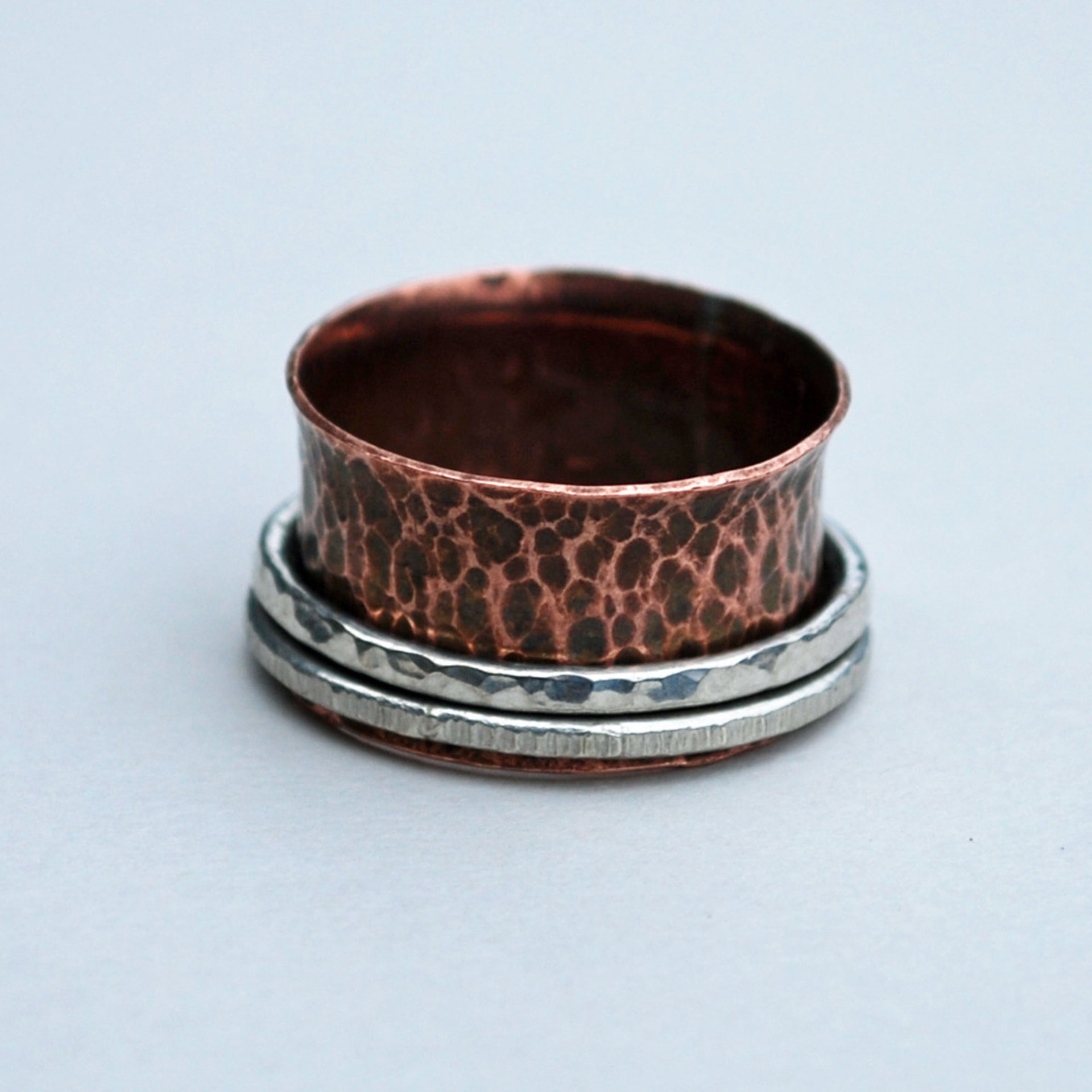 Copper Silver Spinner Ring, Mixed Metal Ring, Kinetic Ring