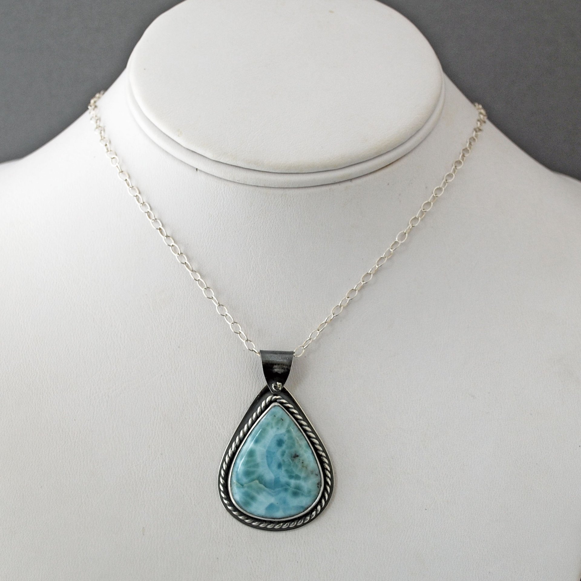 Larimar Silver Pendant with Sailboat Cut Out