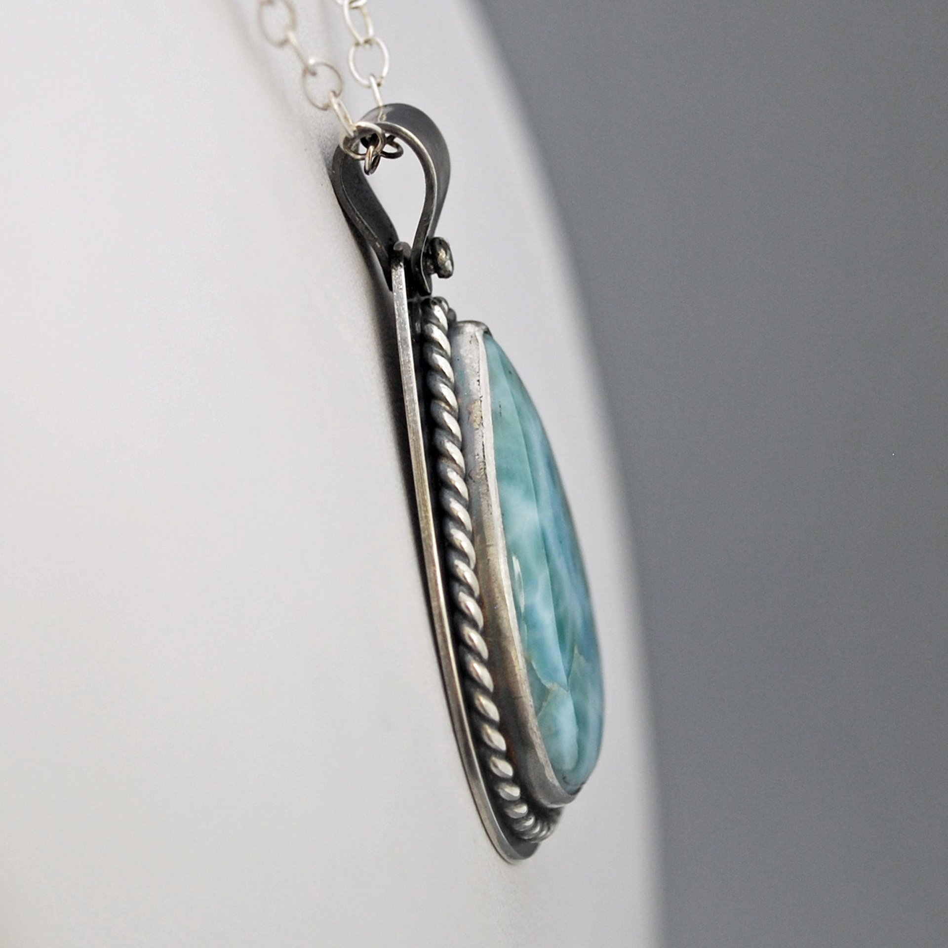 Larimar Silver Pendant with Sailboat Cut Out