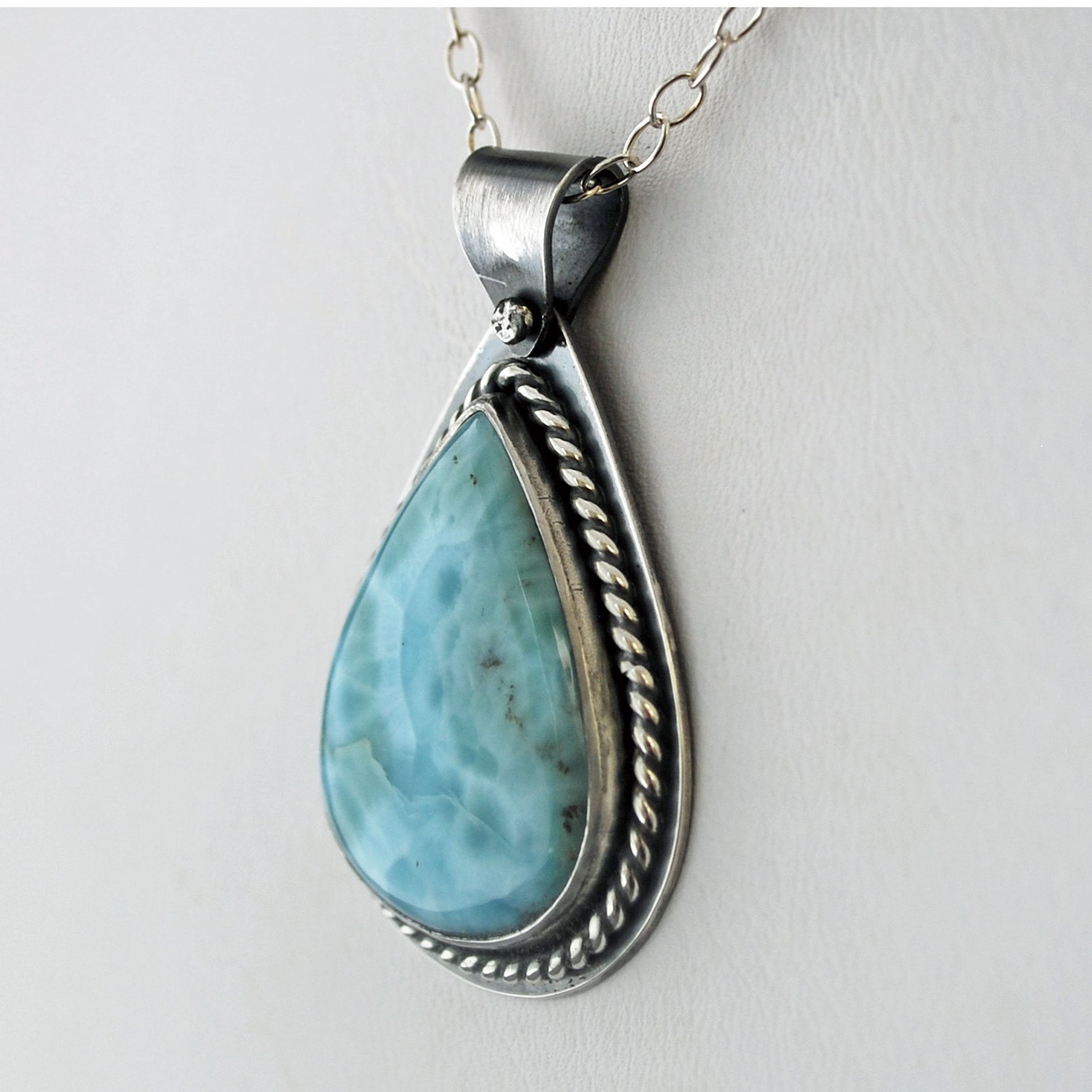 Larimar Silver Pendant with Sailboat Cut Out