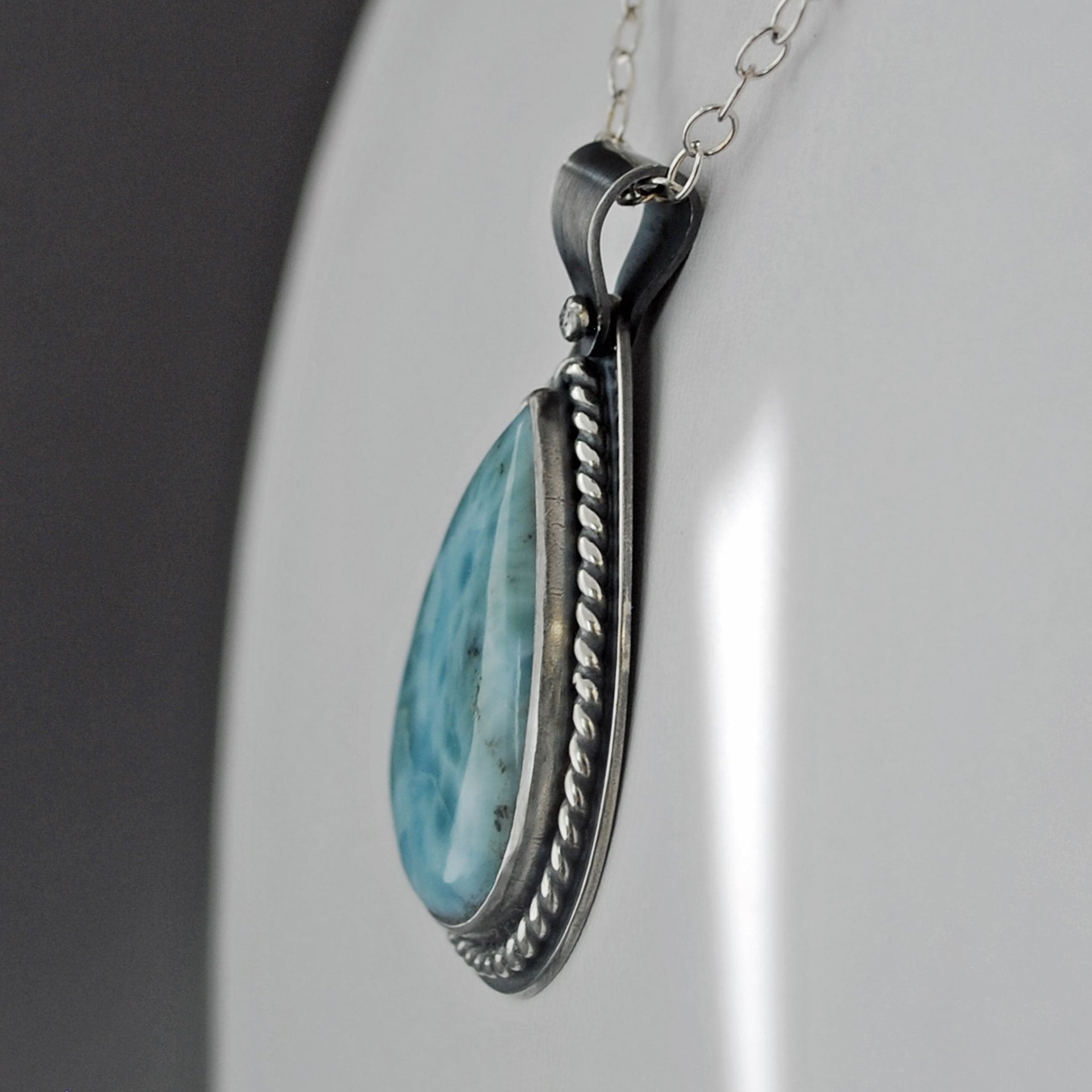 Larimar Silver Pendant with Sailboat Cut Out