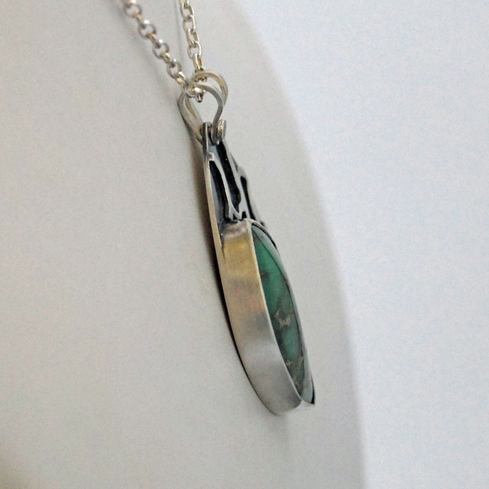 Lucin Variscite Silver Pendant with Lizard