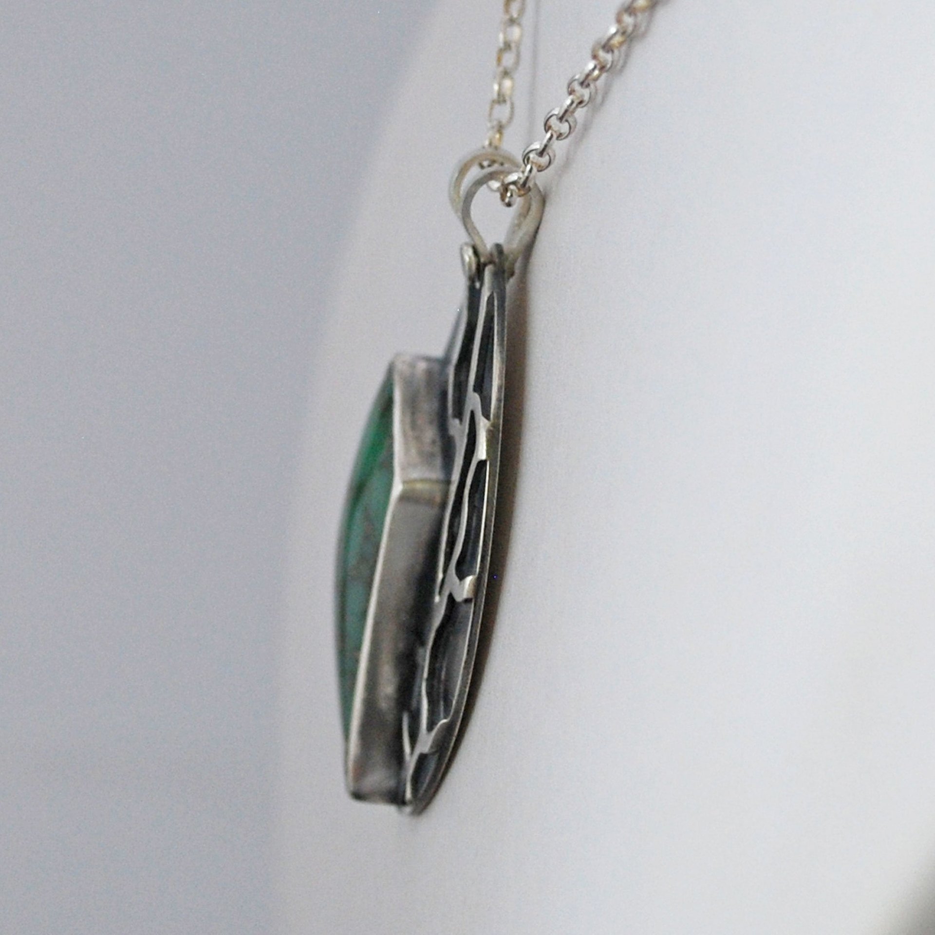 Lucin Variscite Silver Pendant with Lizard