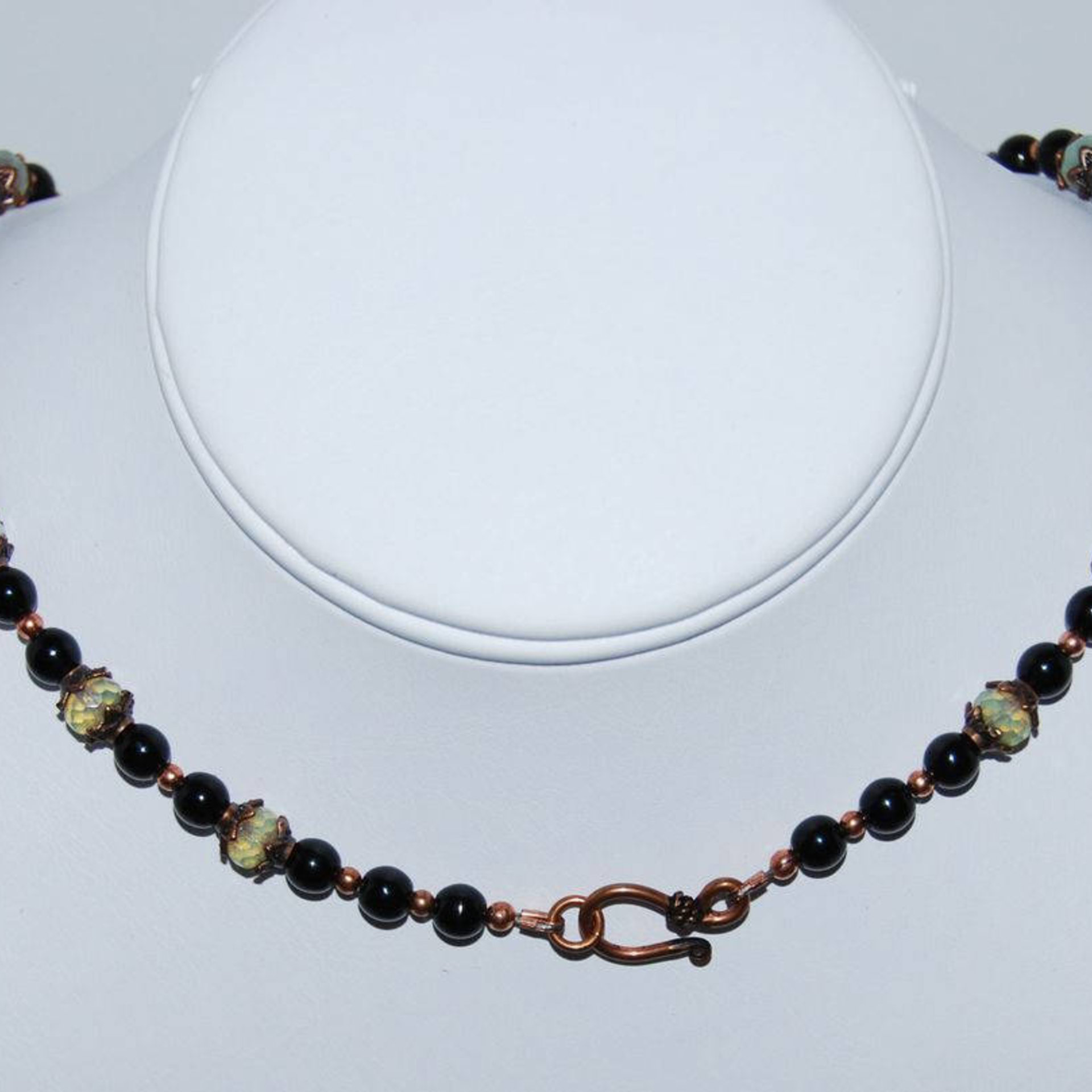 Snowflake Obsidian and Czech Glass Necklace