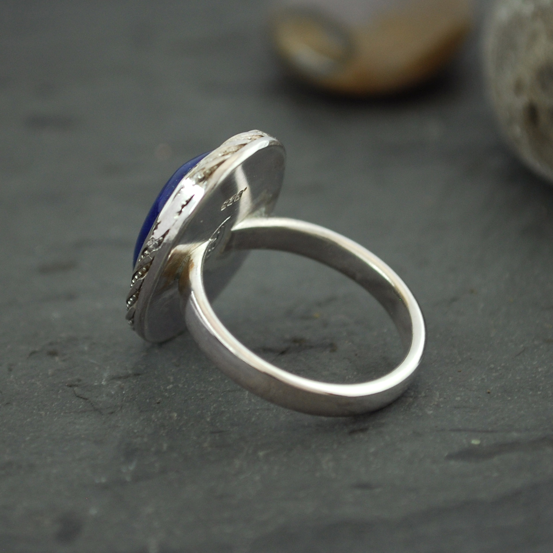Sterling Silver Lapis Lazuli Ring, Size 8.75