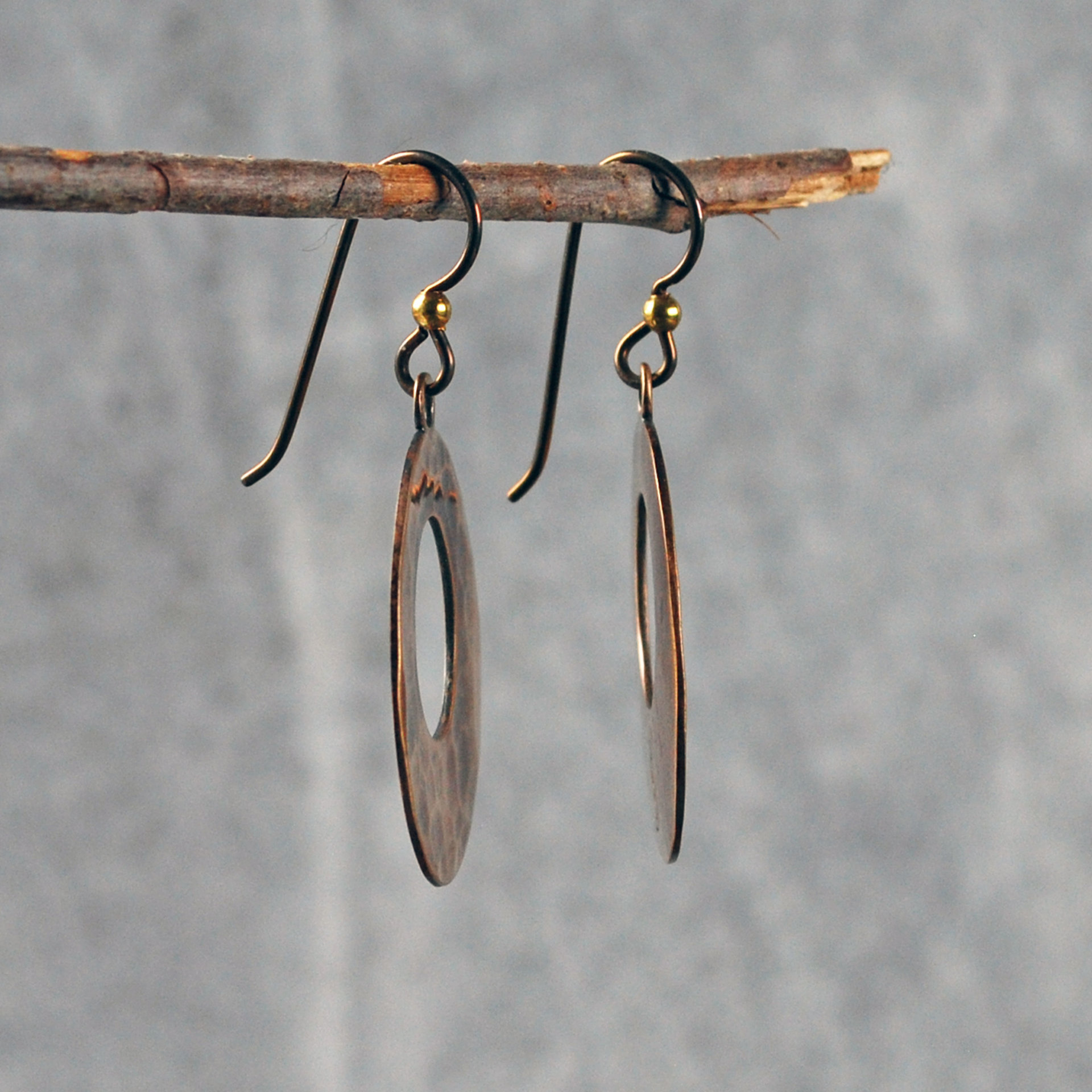 Hammered Bronze Open Circle Earrings