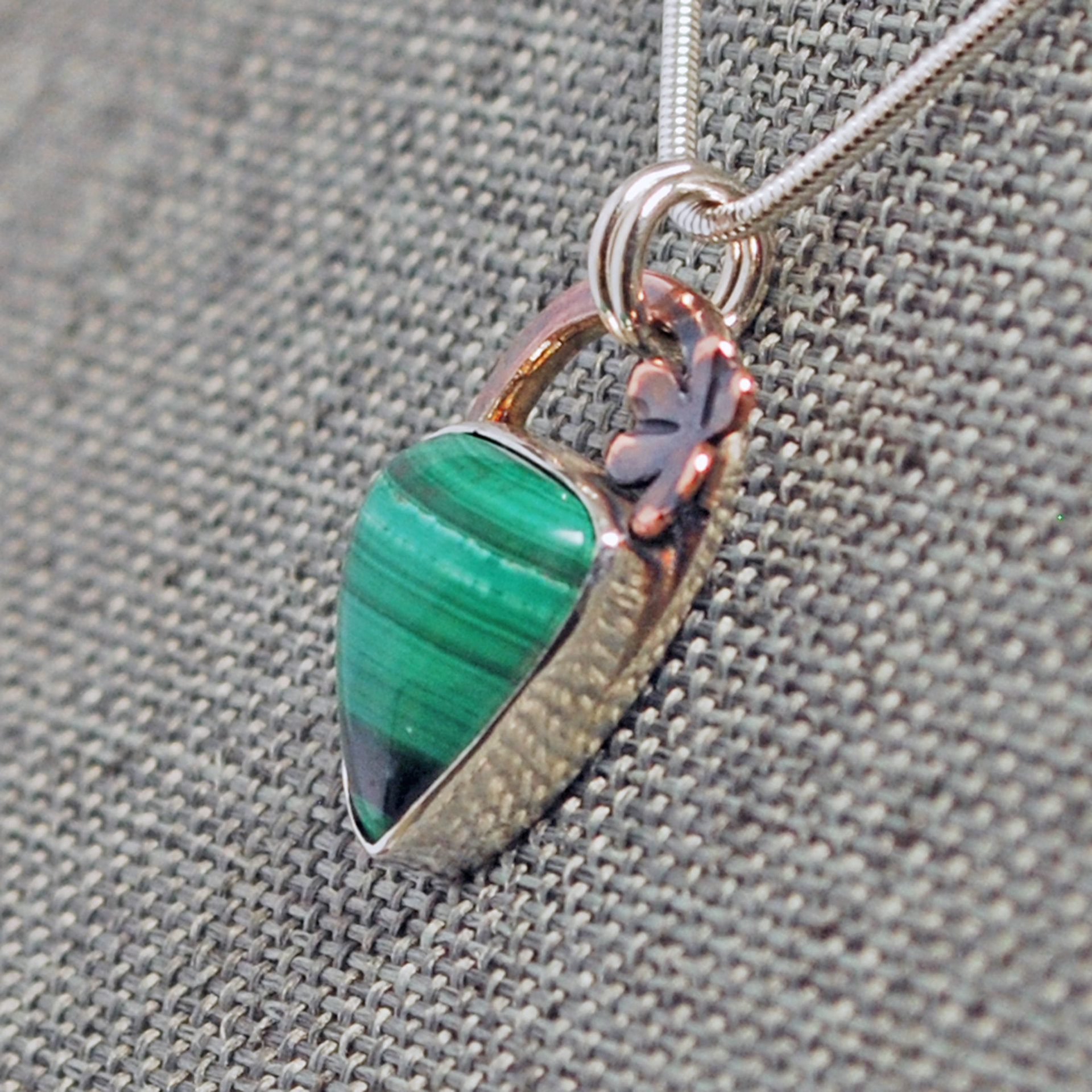 Small Malachite Silver Pendant, Shamrock