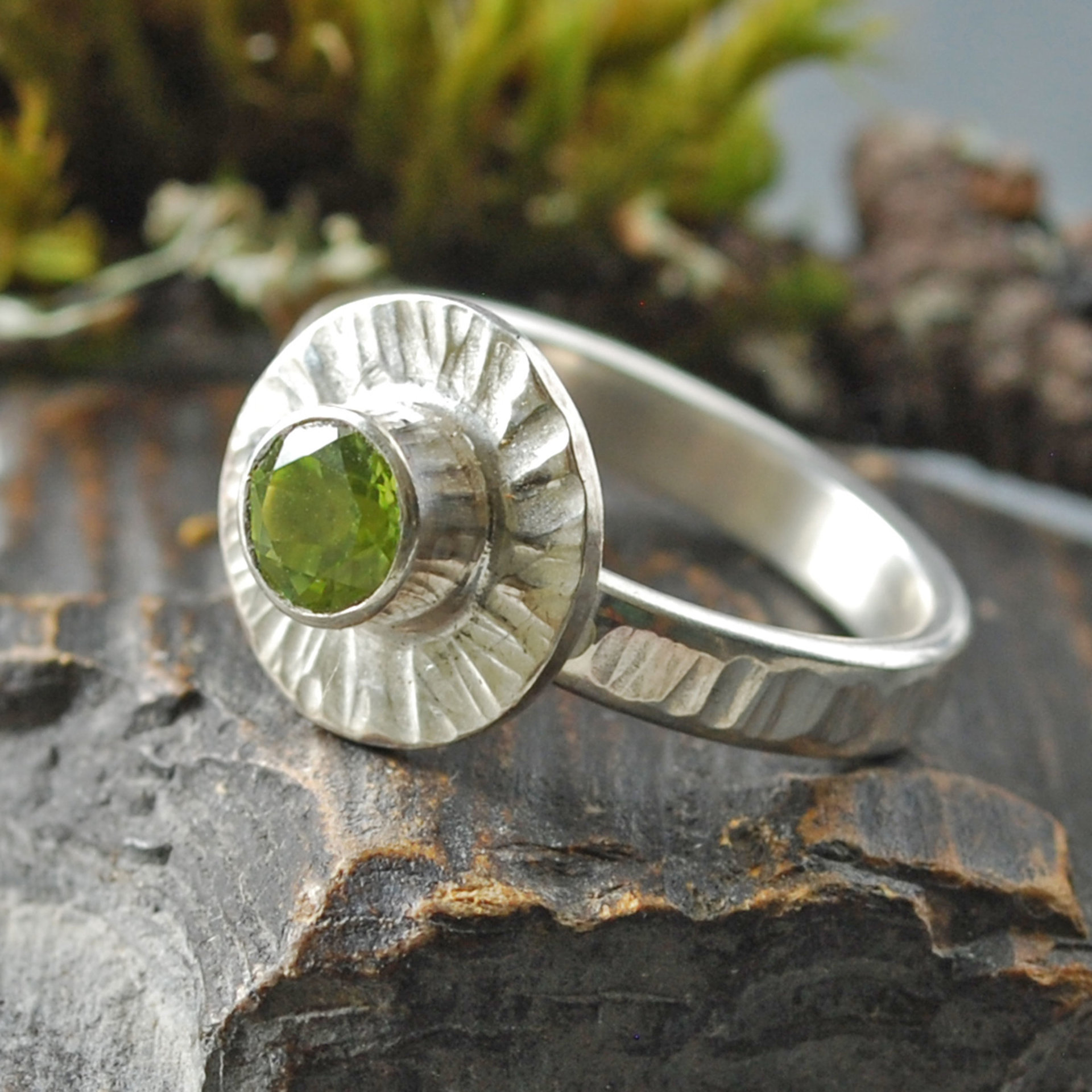 Peridot Silver Ring, Size 6.5