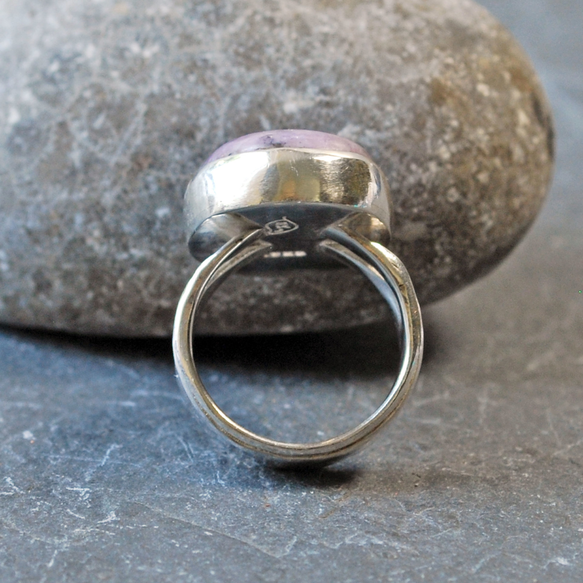 Charoite Silver Ring, Size 6.25