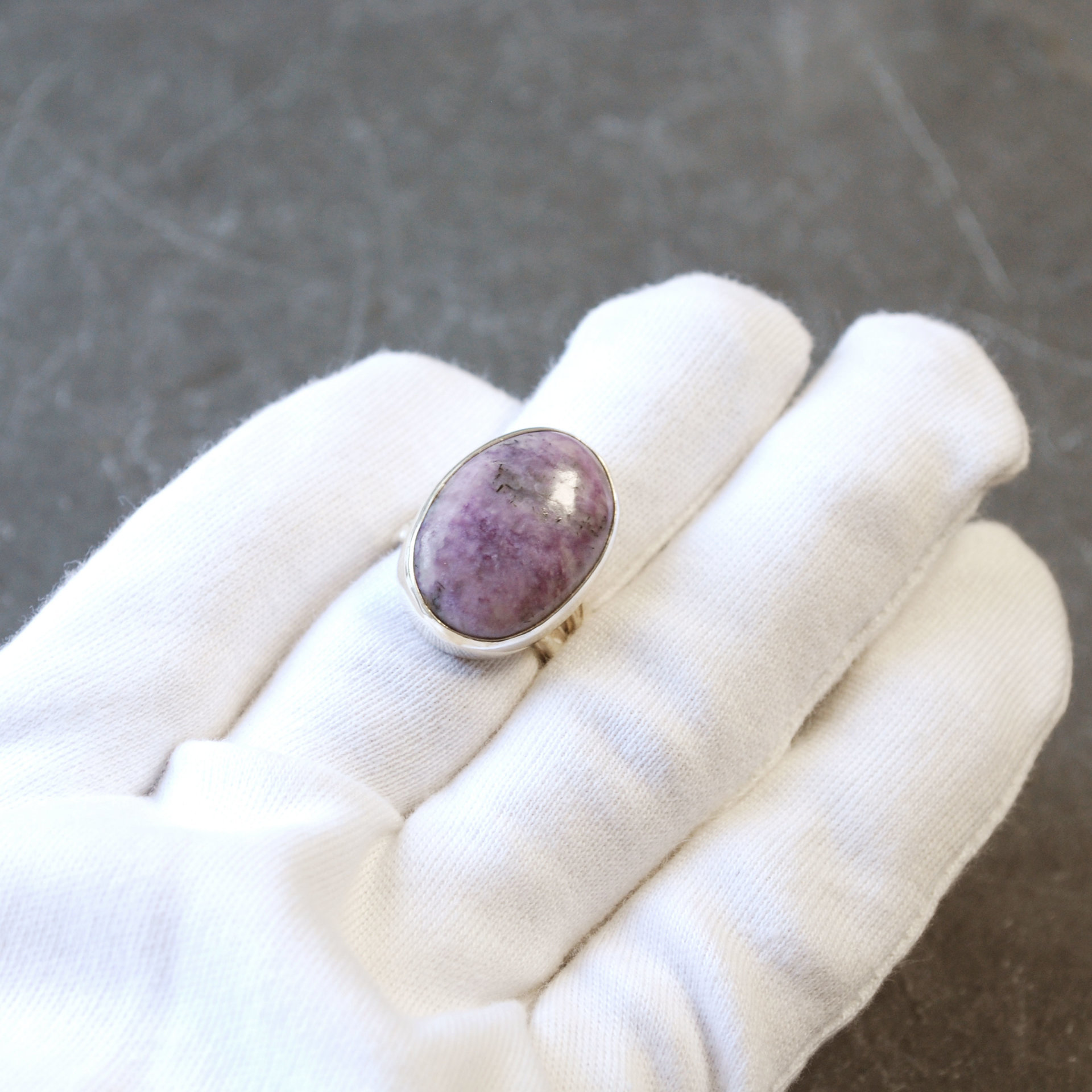 Charoite Silver Ring, Size 6.25