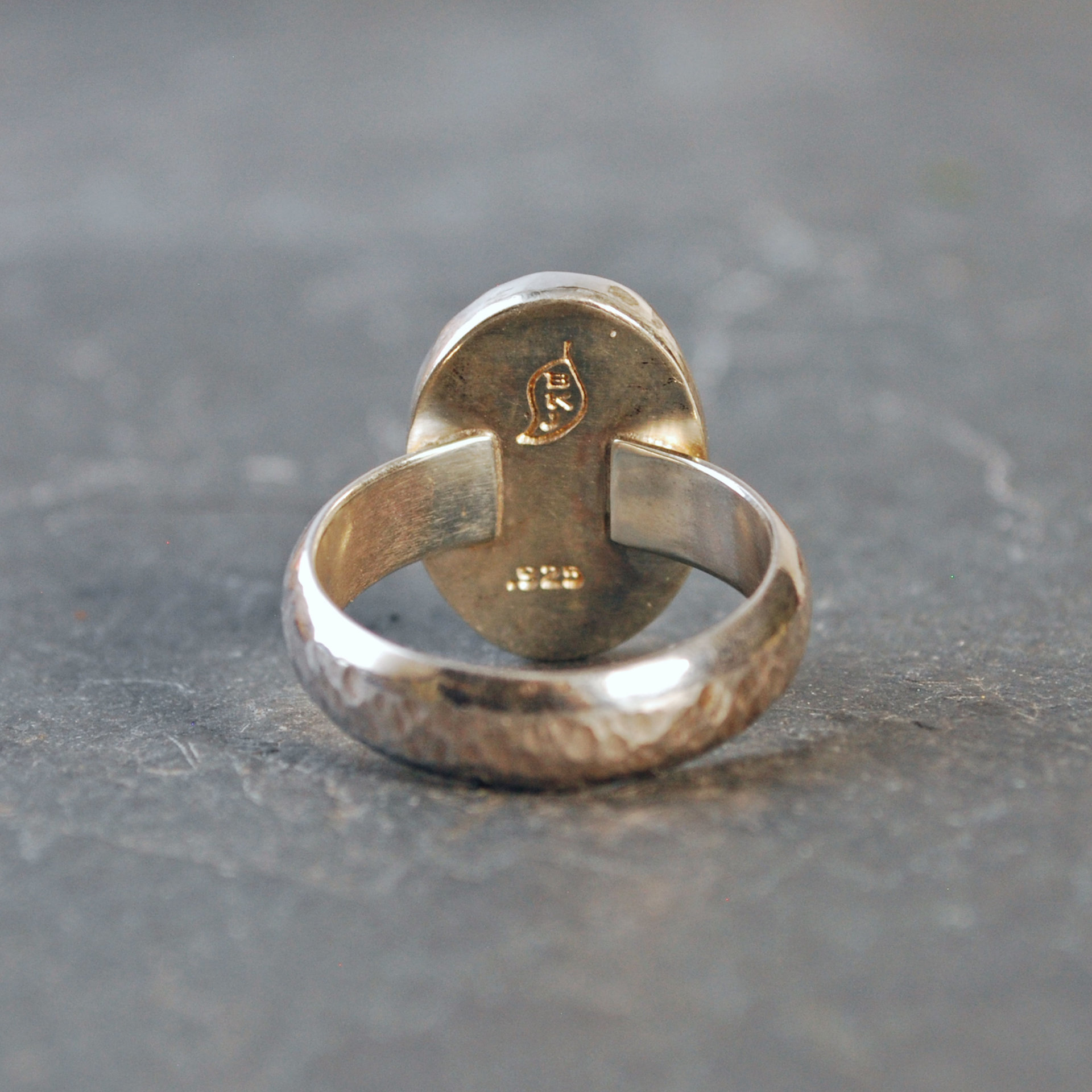 Mahogany Jasper Silver Ring, Size 9