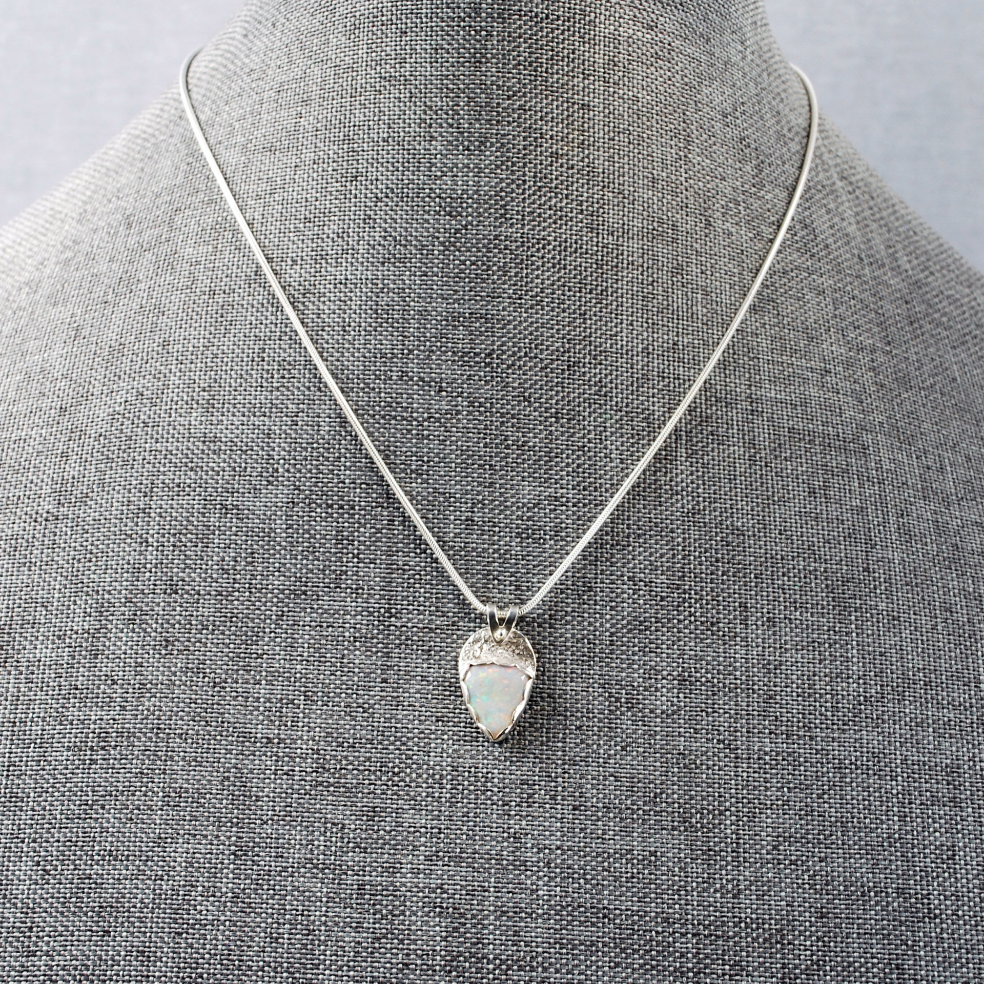 Small Opal Silver Pendant
