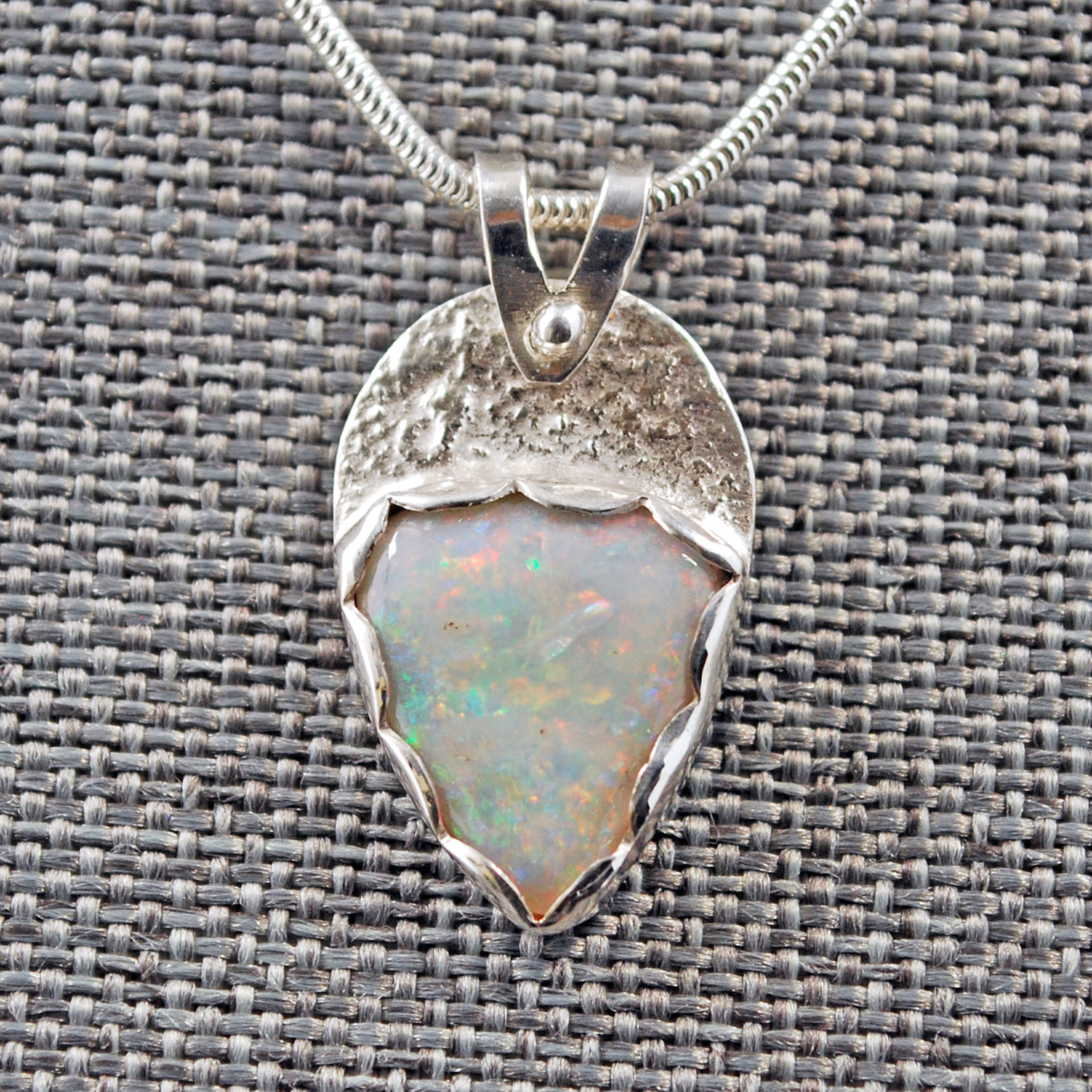 Small Opal Silver Pendant