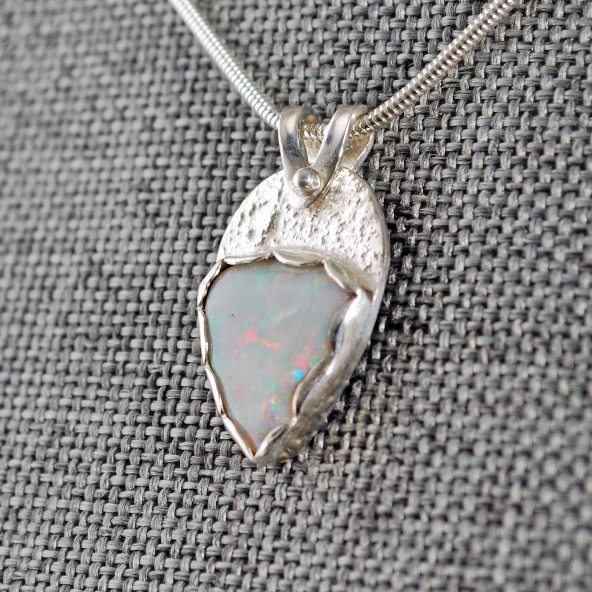 Small Opal Silver Pendant