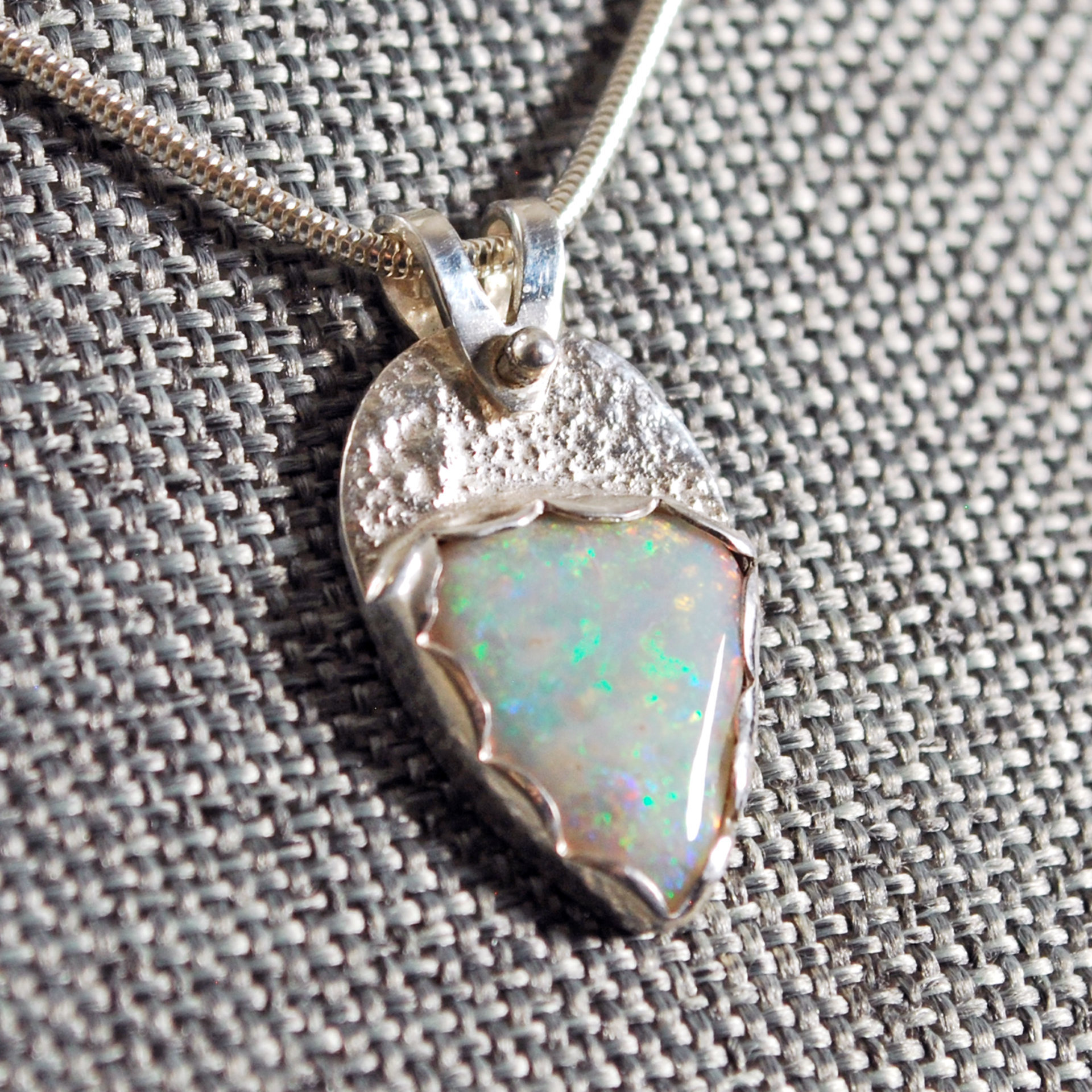 Small Opal Silver Pendant
