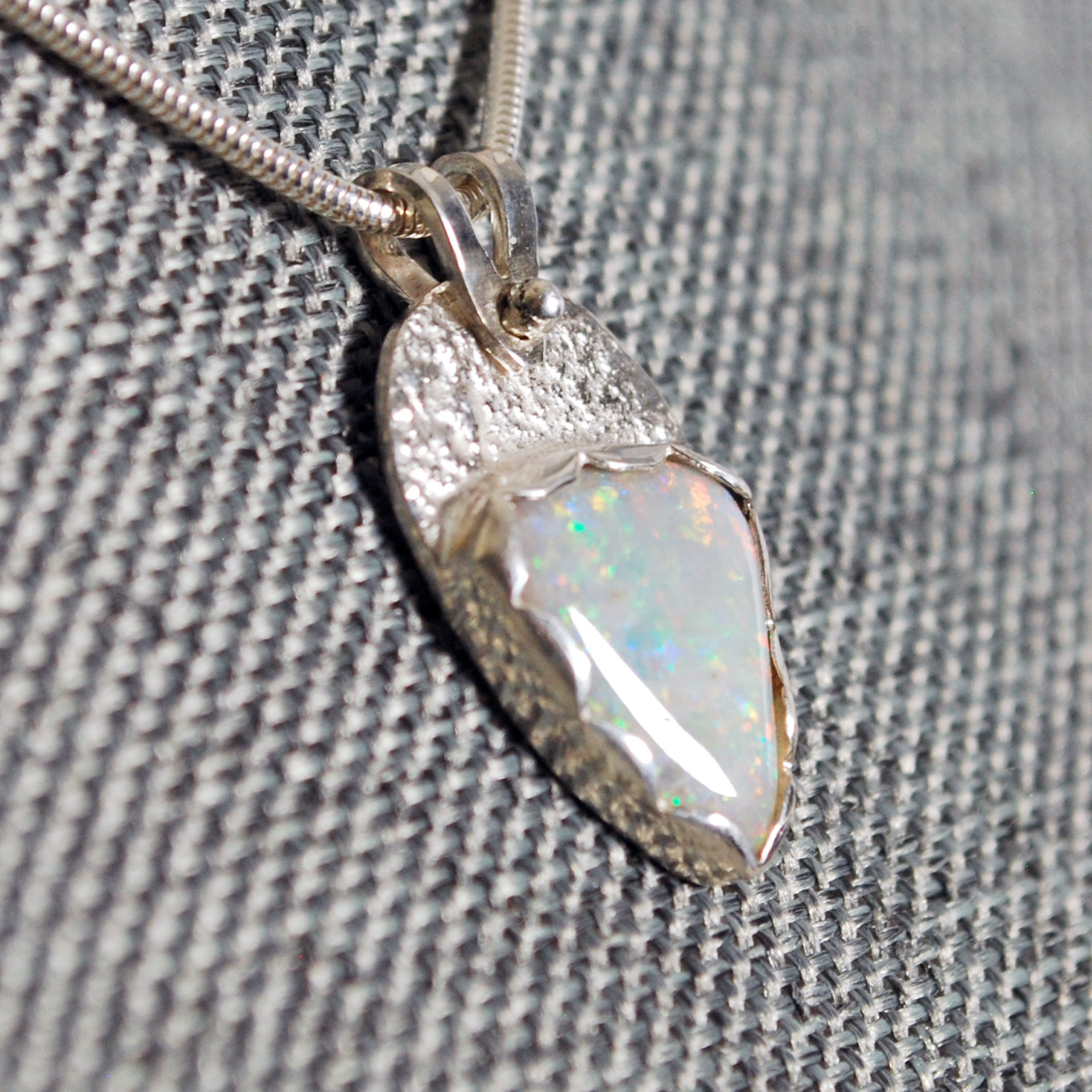 Small Opal Silver Pendant