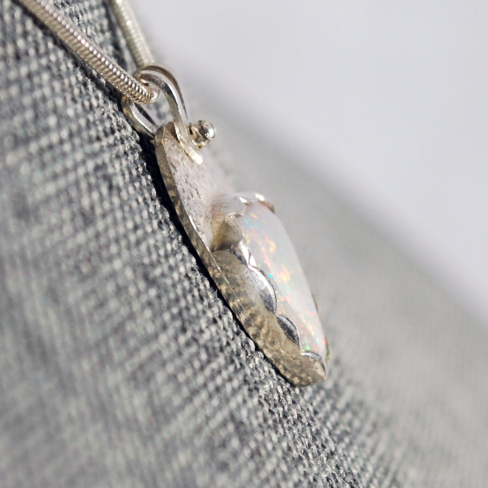 Small Opal Silver Pendant