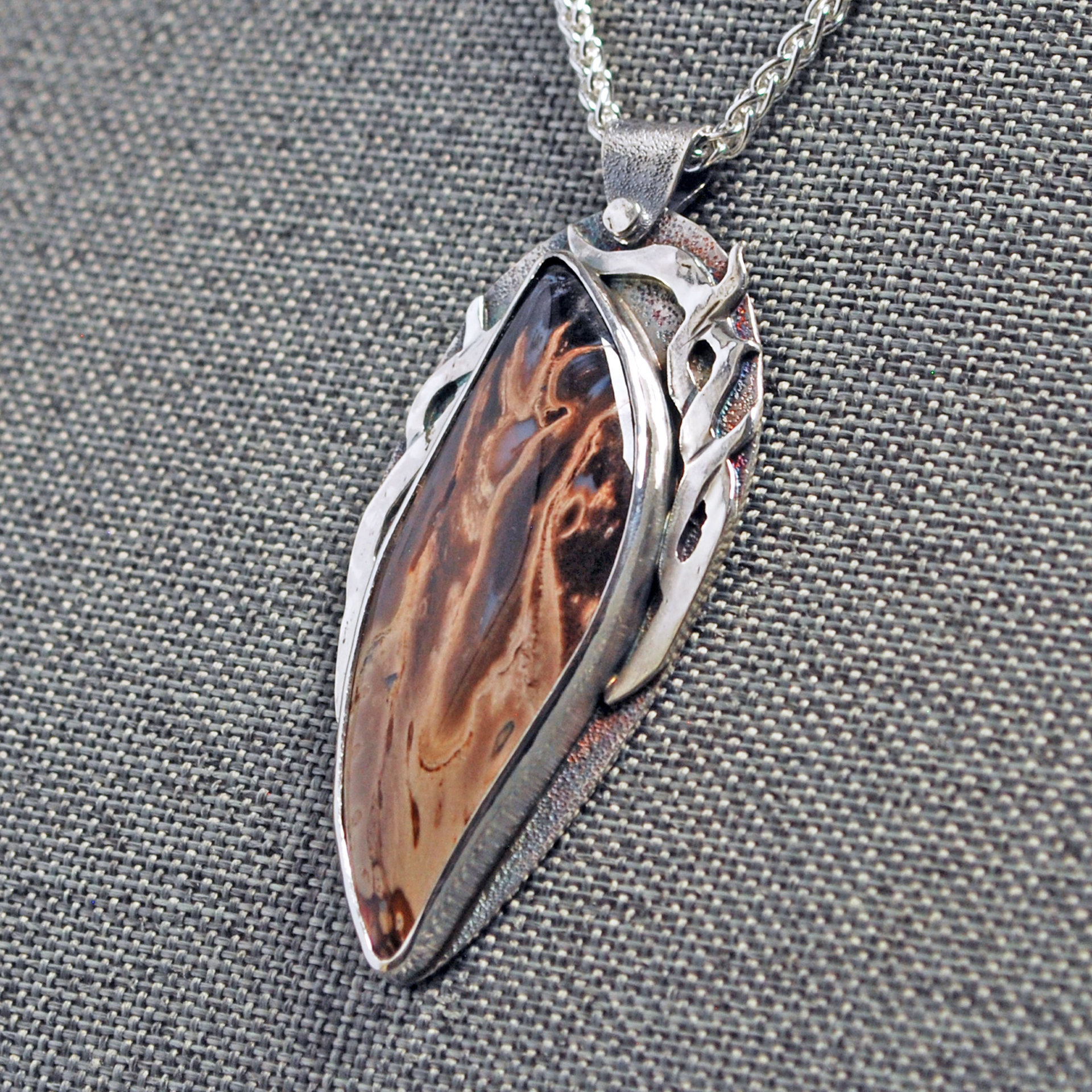 Fossilized Palm Root, Silver Pendant