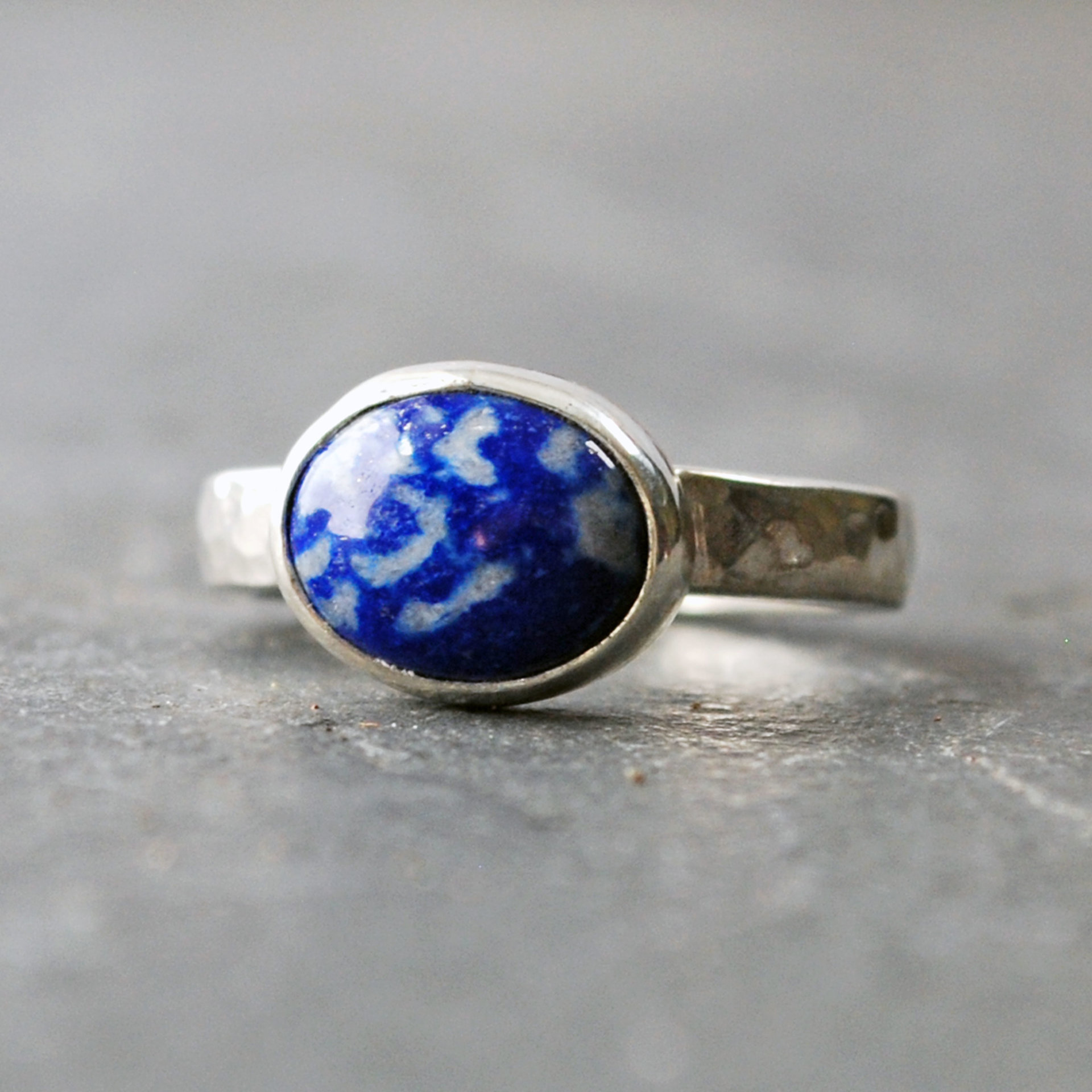 Silver Lapis Lazuli Ring Size 6