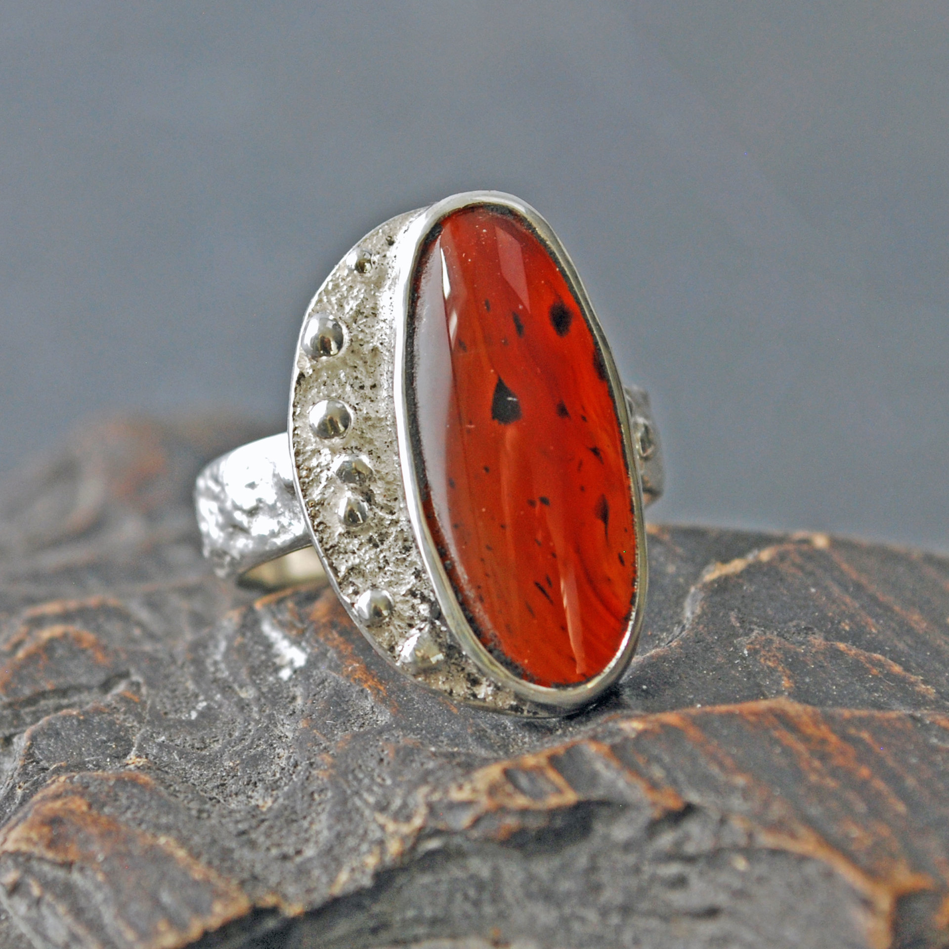 Silver Agate Ring, Size 8.25