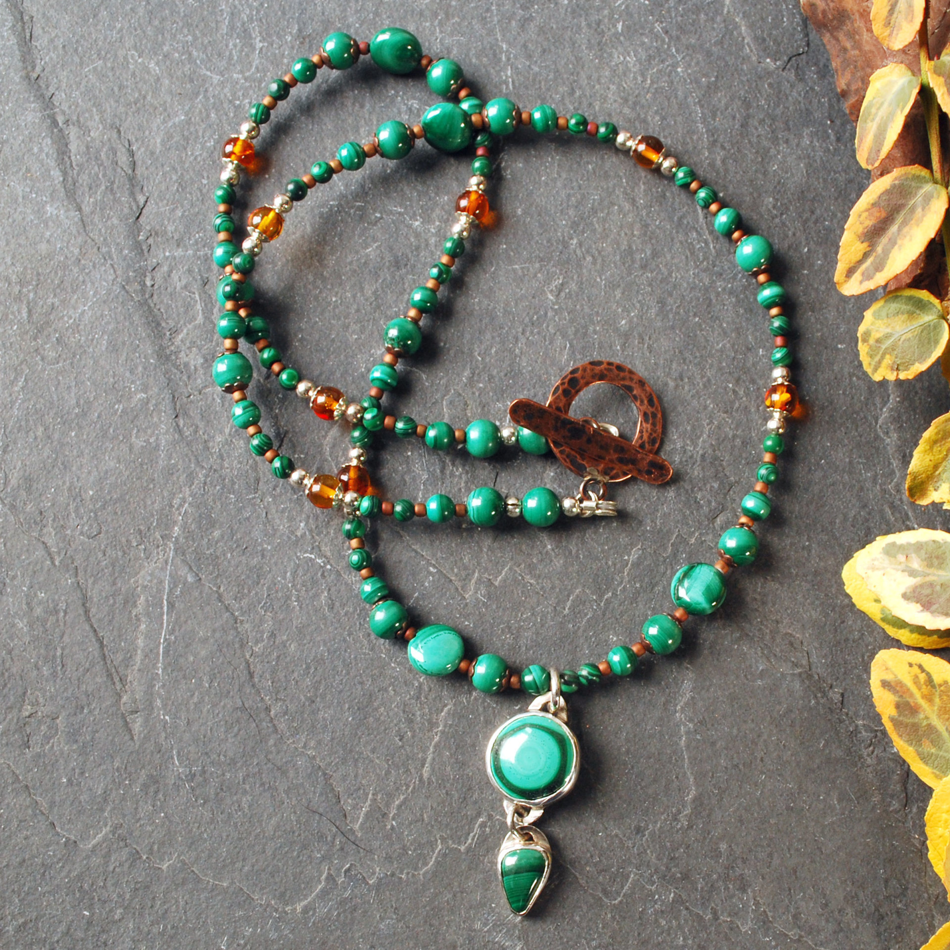 Malachite Amber Necklace
