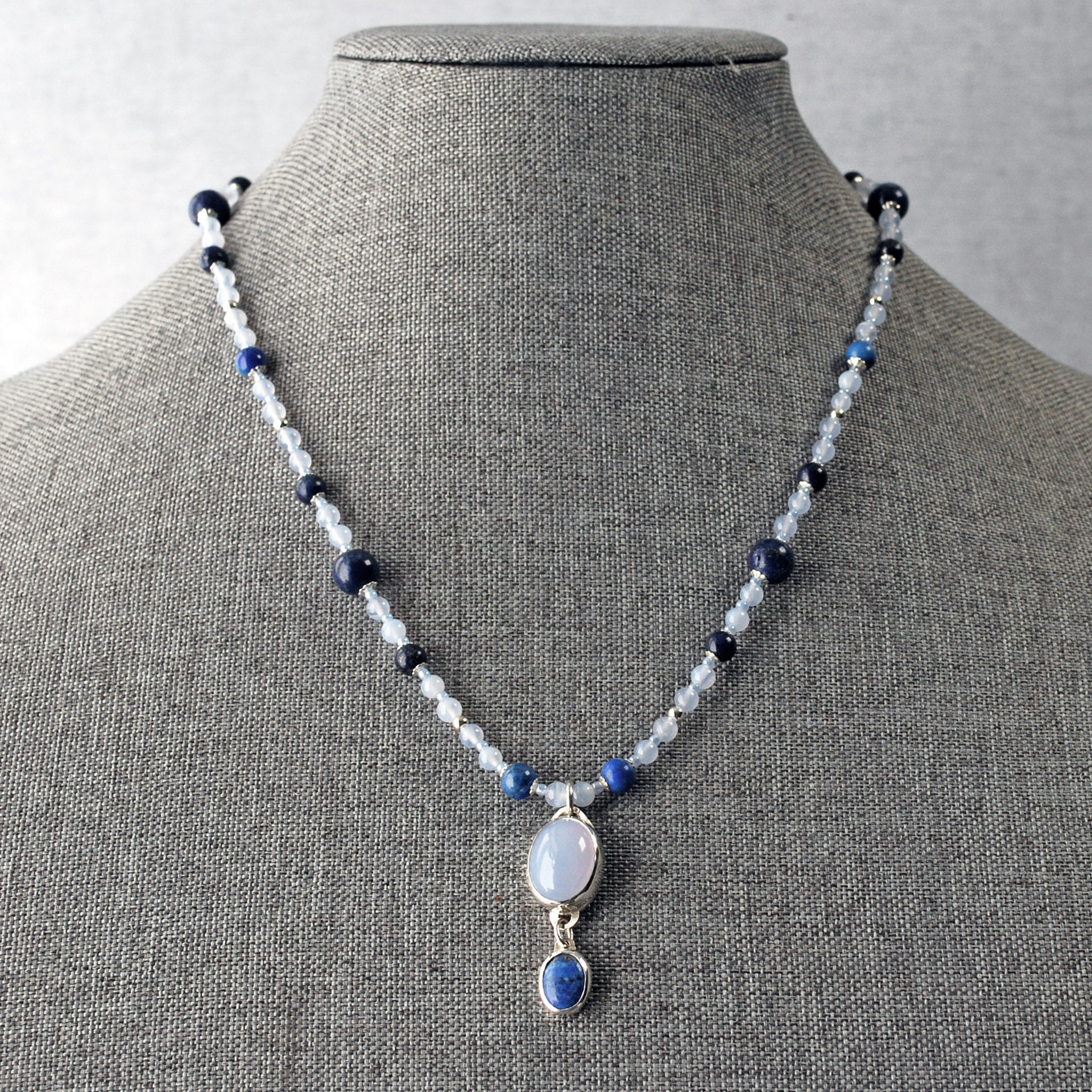 Chalcedony and Lapis Lazuli Necklace