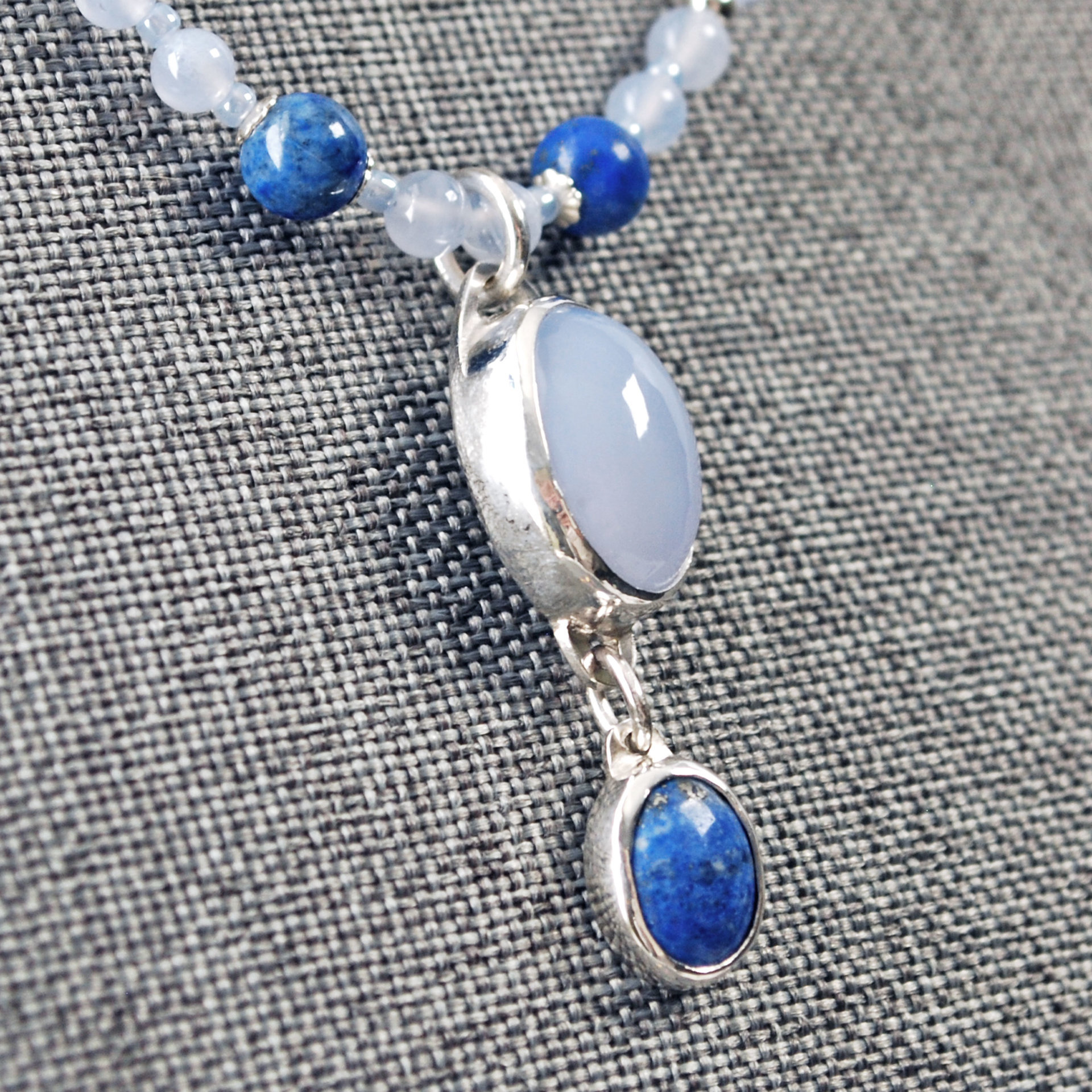 Chalcedony and Lapis Lazuli Necklace