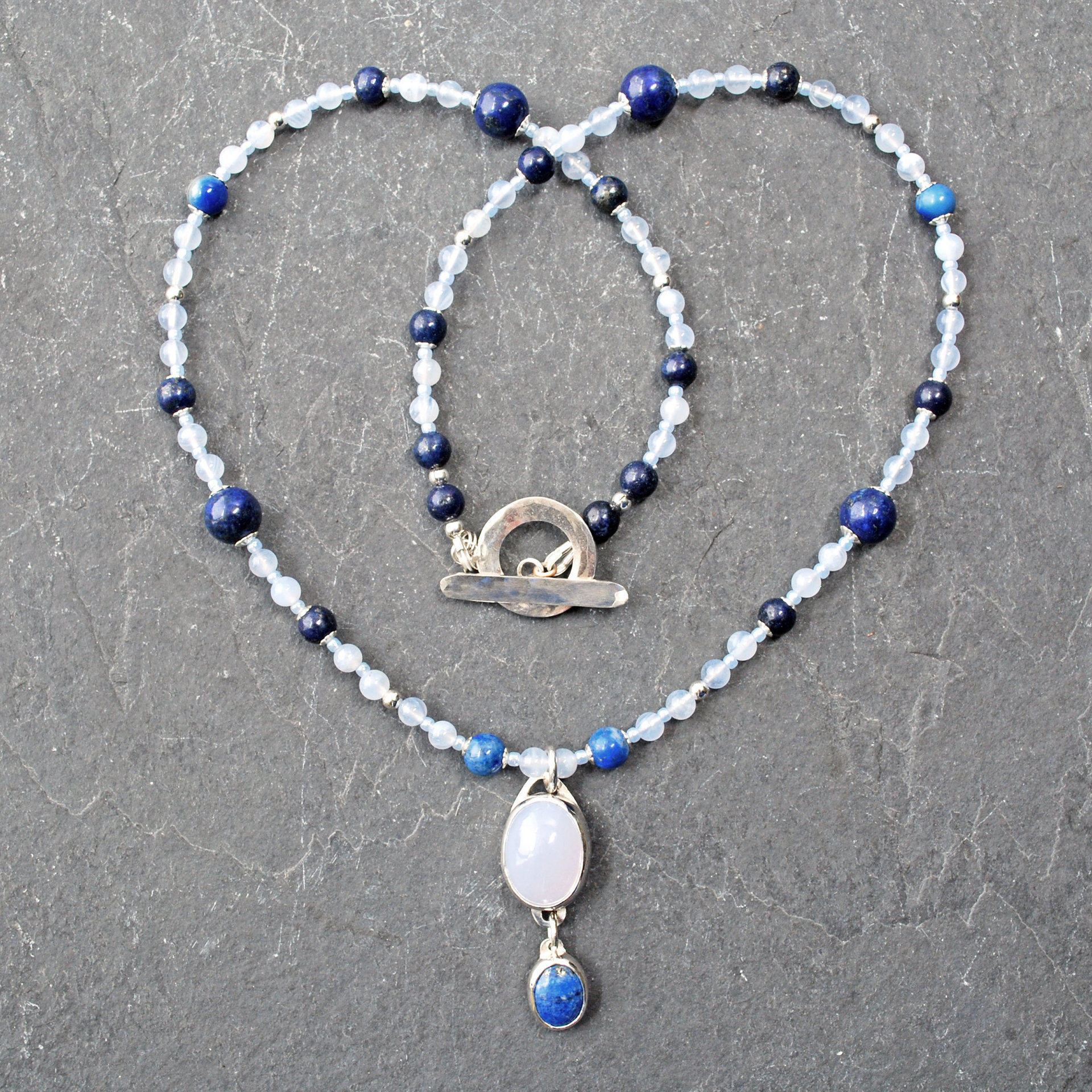 Chalcedony and Lapis Lazuli Necklace