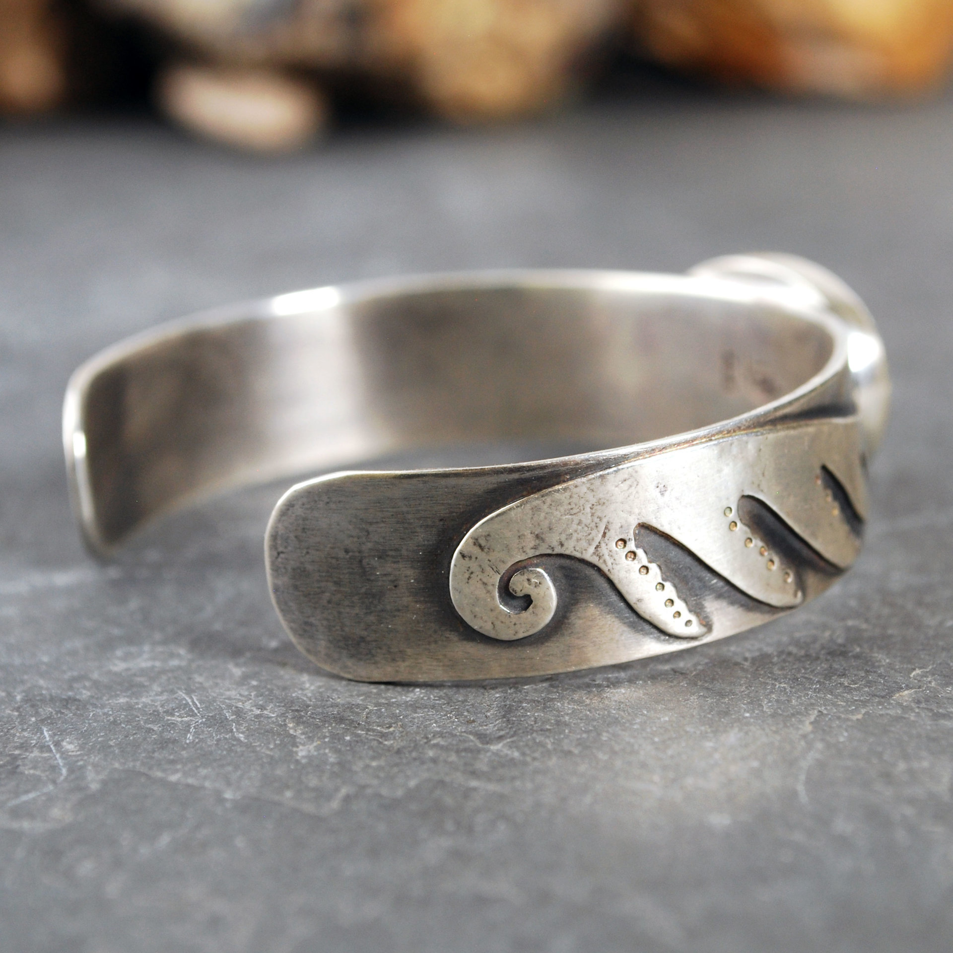 Silver Cuff Bracelet with Seraphanite