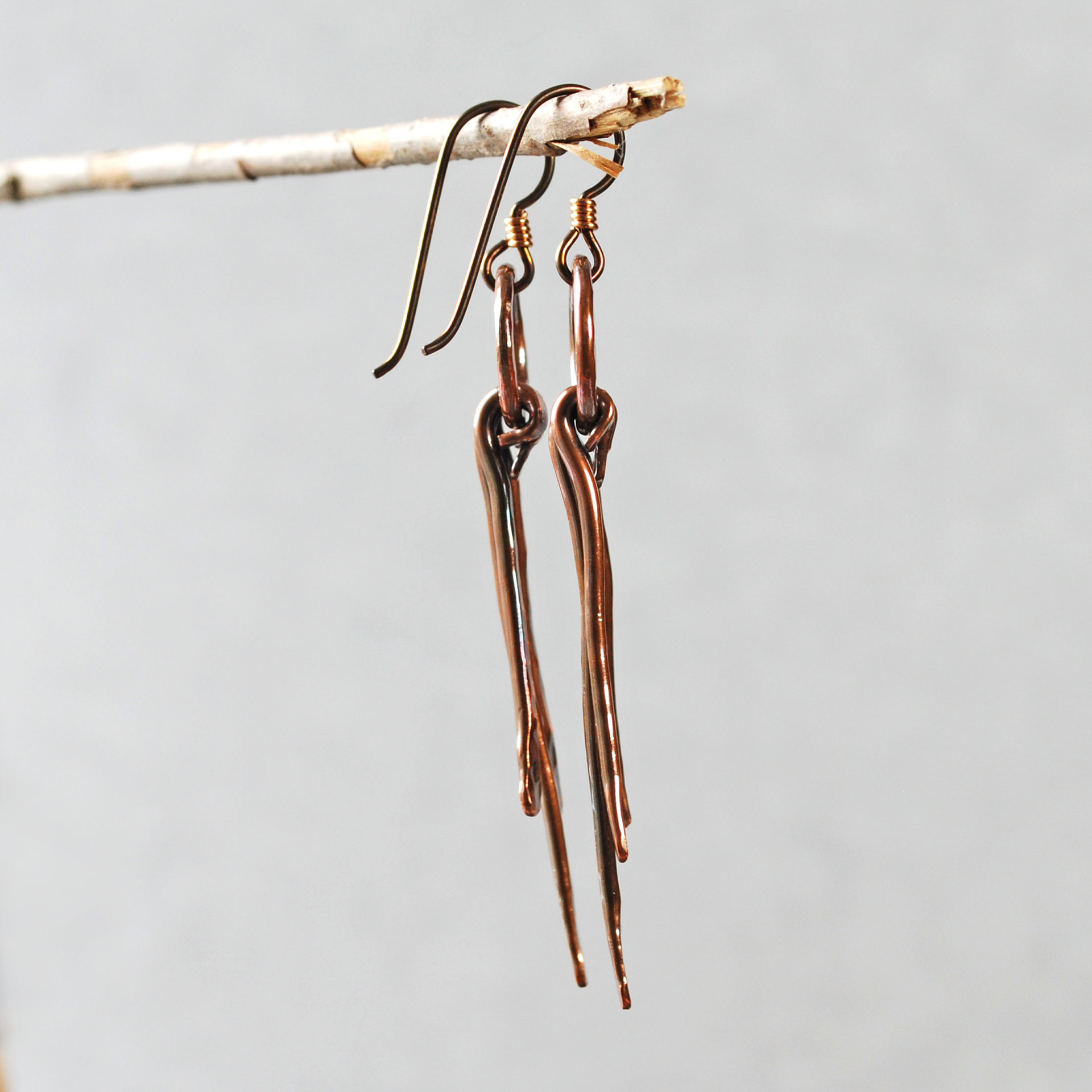 Rustic Copper Dangle Earrings