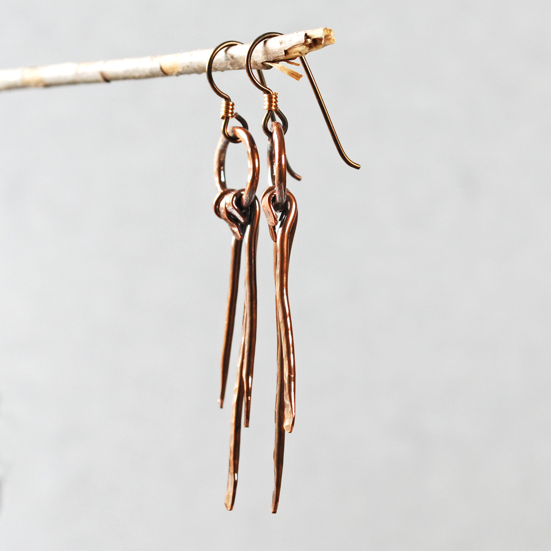 Rustic Copper Dangle Earrings