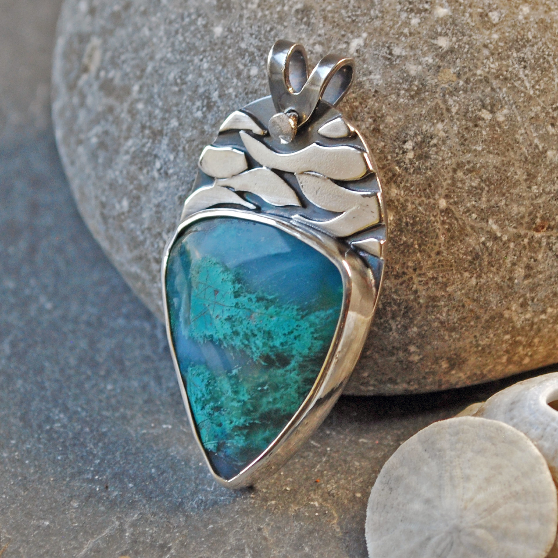 Inspiration Mine Chrysocolla and Silver Pendant