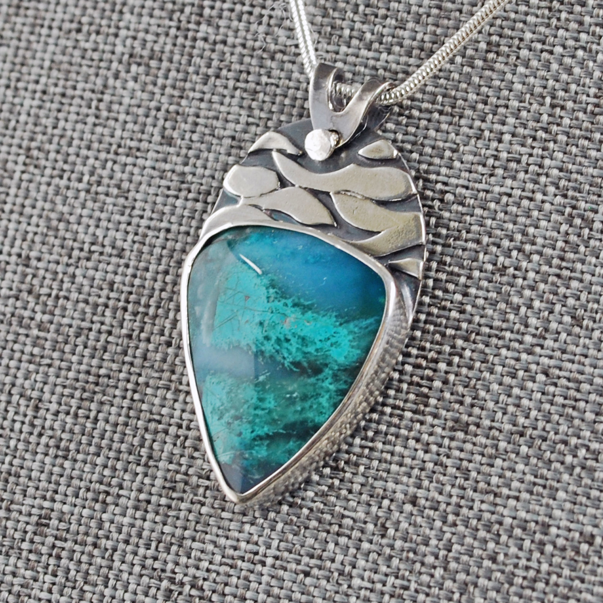 Inspiration Mine Chrysocolla and Silver Pendant