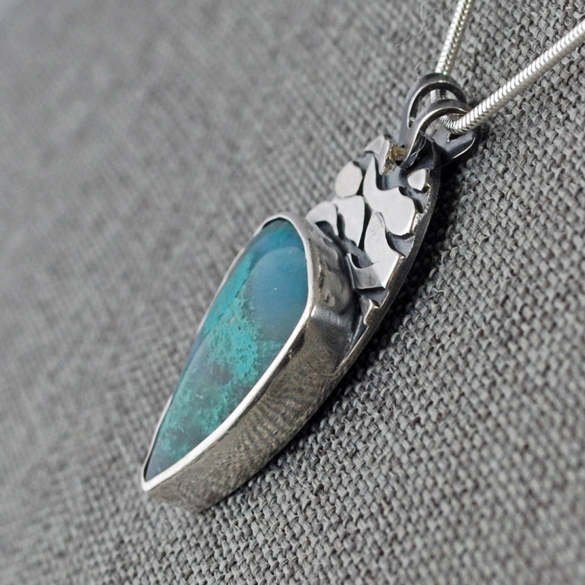Inspiration Mine Chrysocolla and Silver Pendant