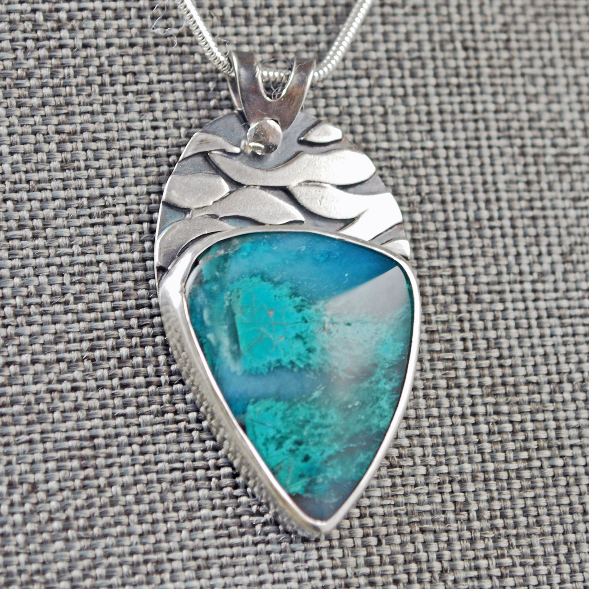 Inspiration Mine Chrysocolla and Silver Pendant
