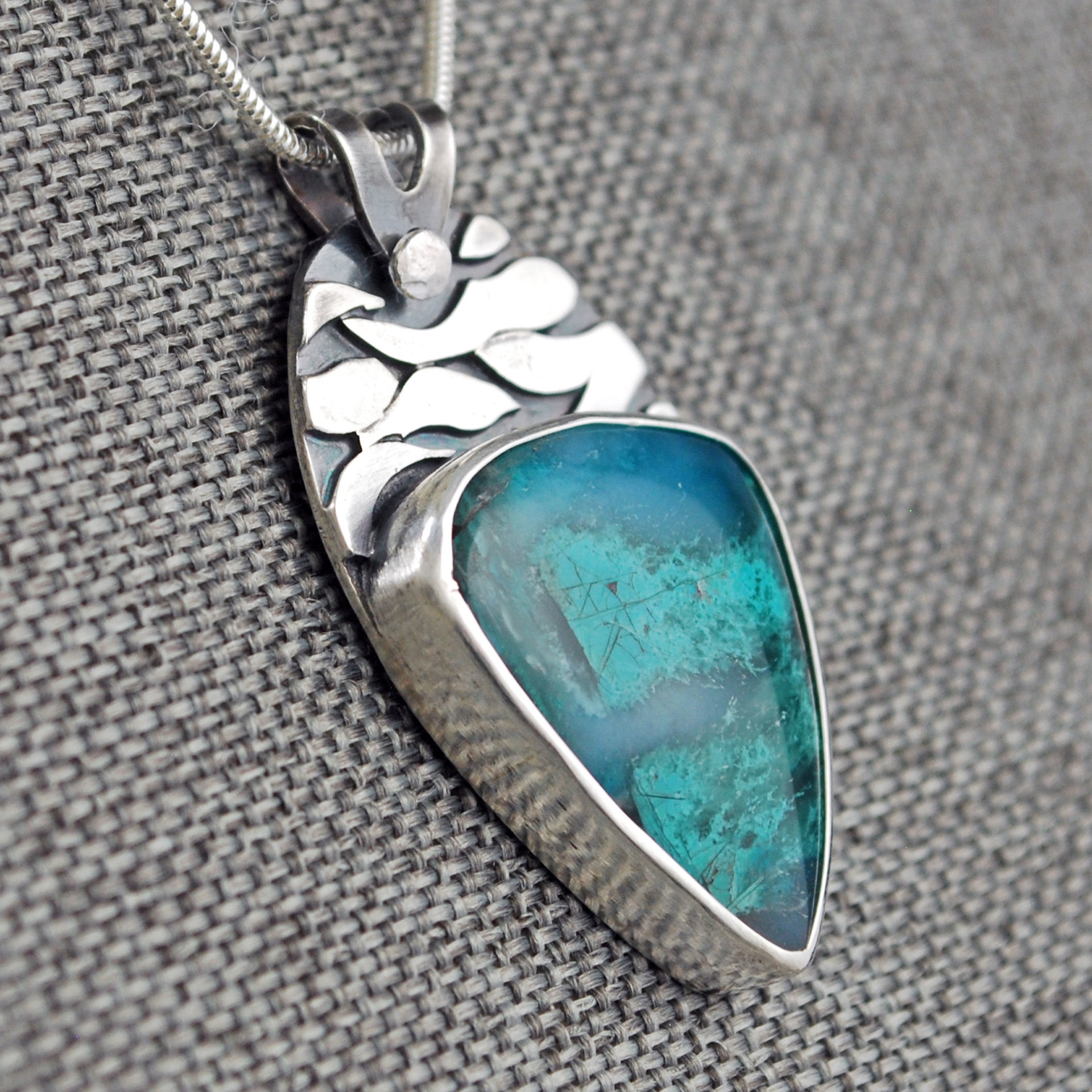 Inspiration Mine Chrysocolla and Silver Pendant