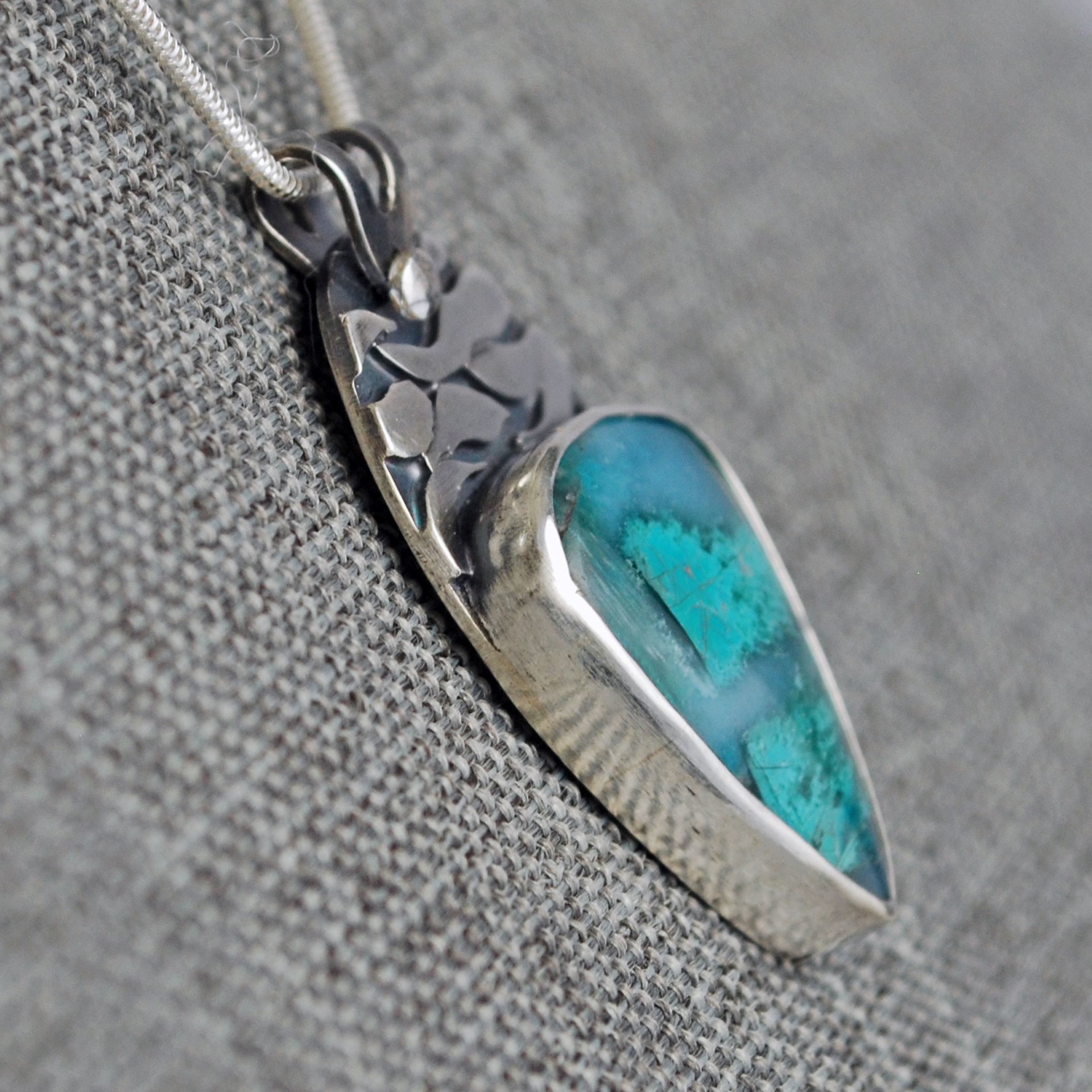 Inspiration Mine Chrysocolla and Silver Pendant