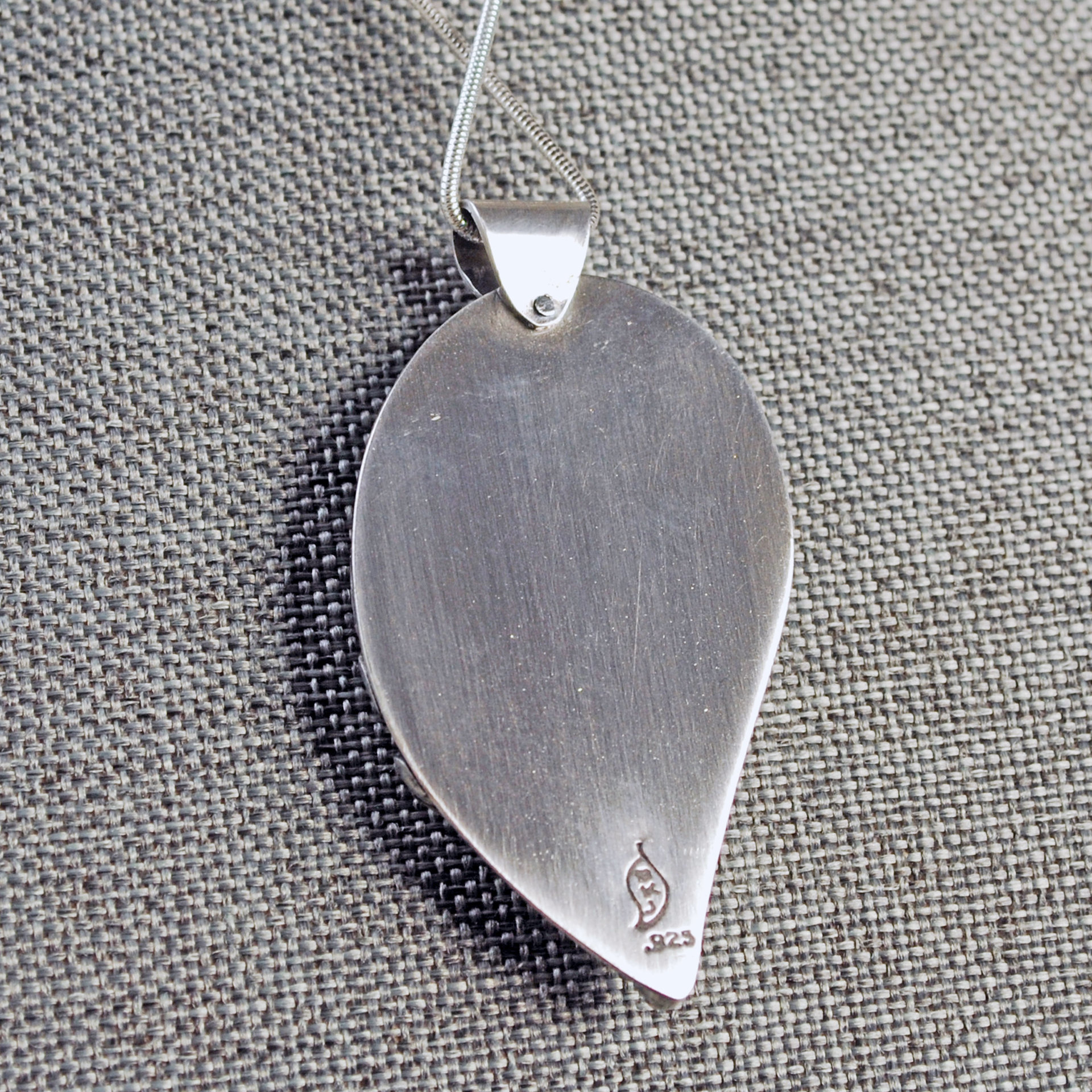 Flamingo Agate Pendant with Silver Feather