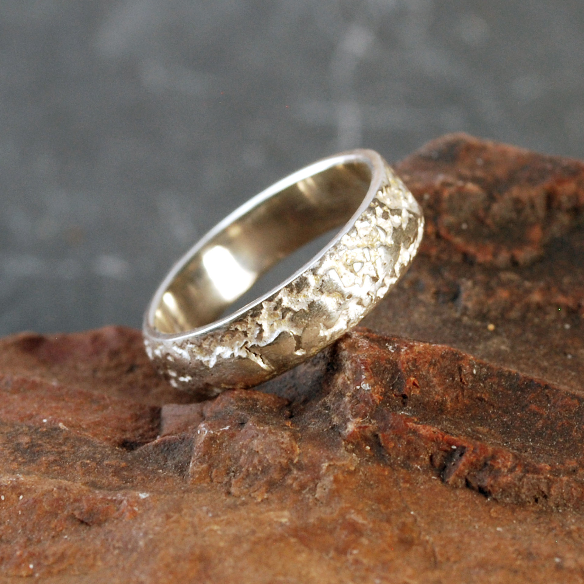 Textured Sterling Silver Ring Band, Narrow